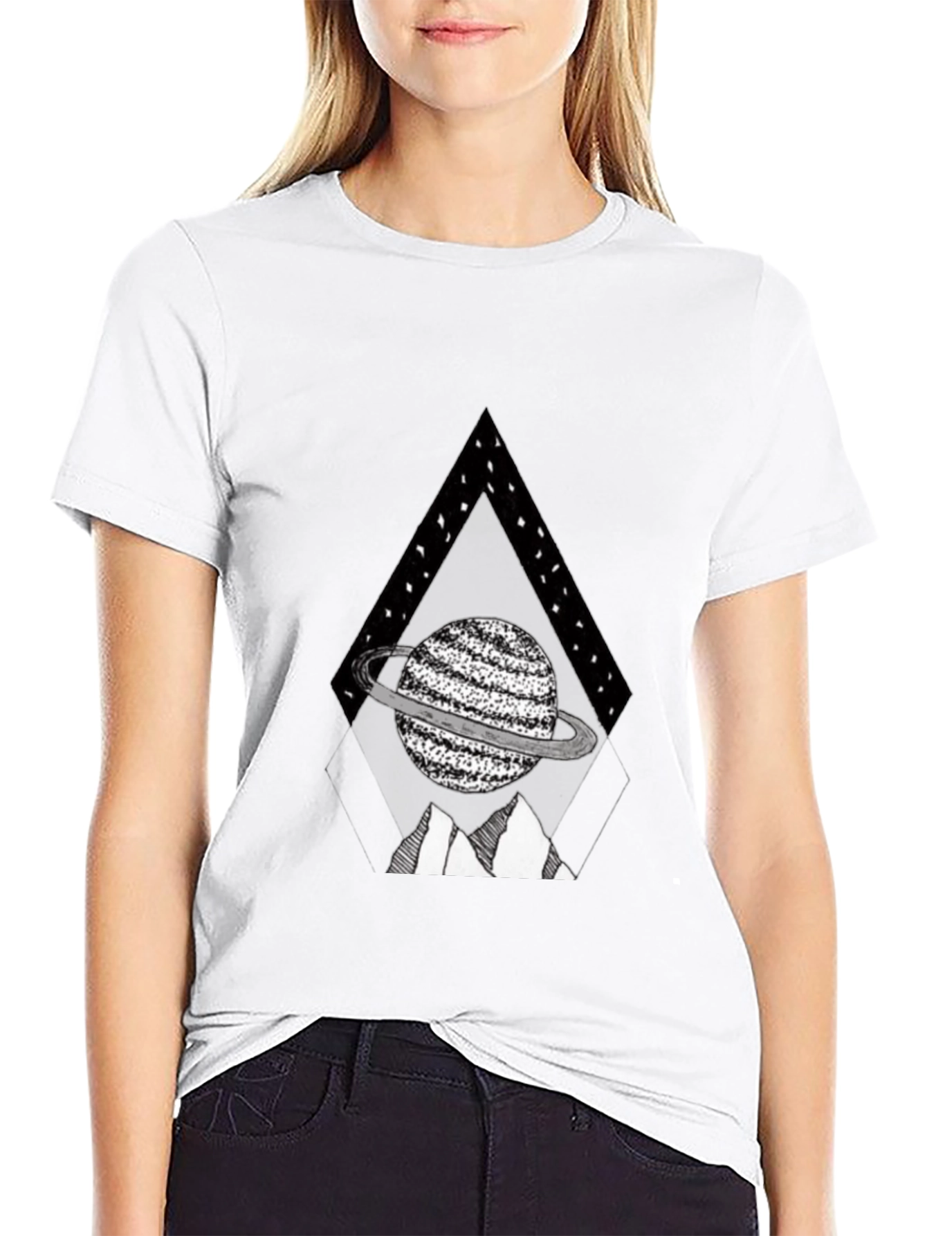 Black Planet Triangle Graphic Tee - Black Casual Shirt view 9