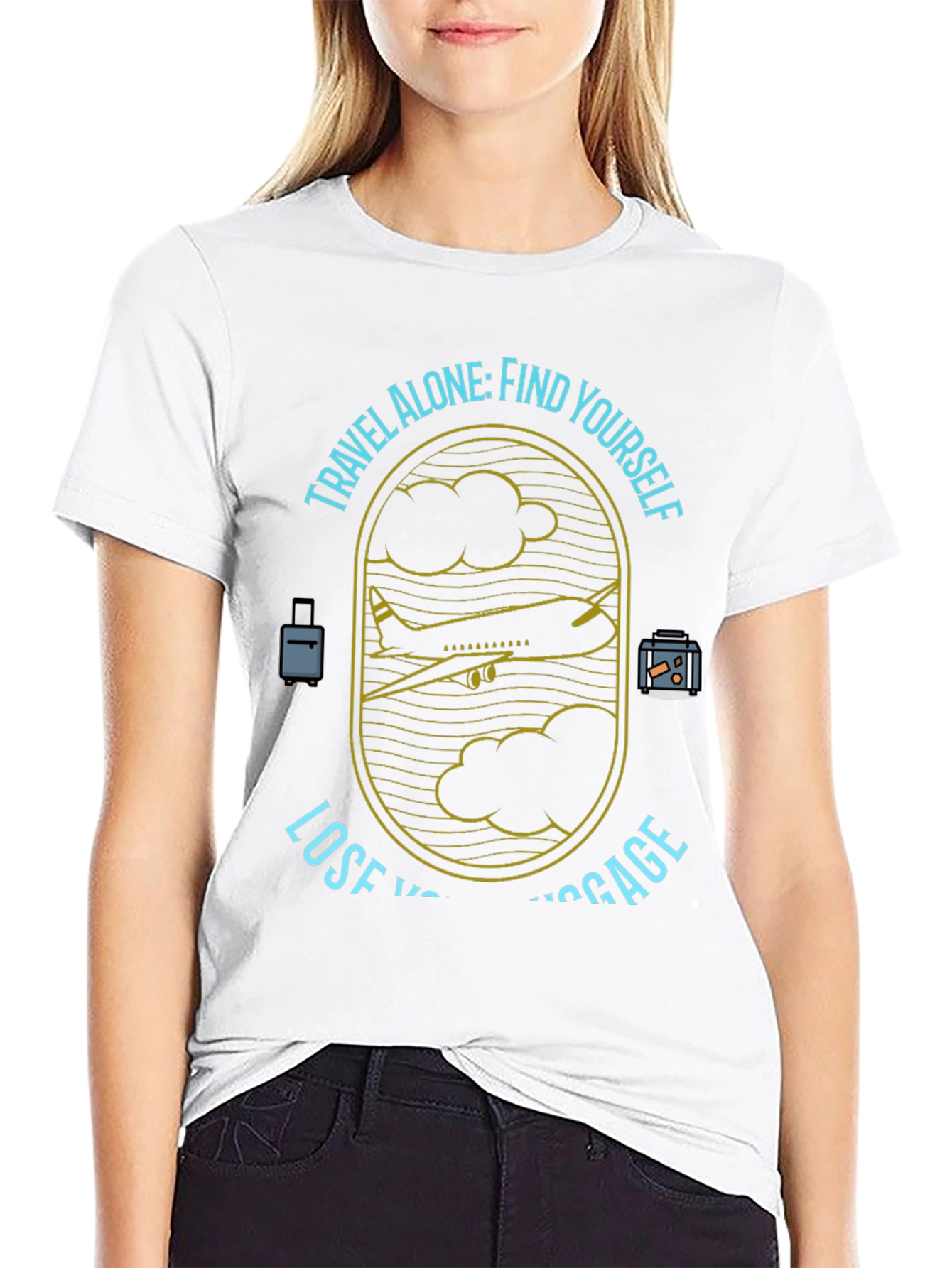 Black Travel Alone T-Shirt - Find Yourself, Lose Luggage view 9
