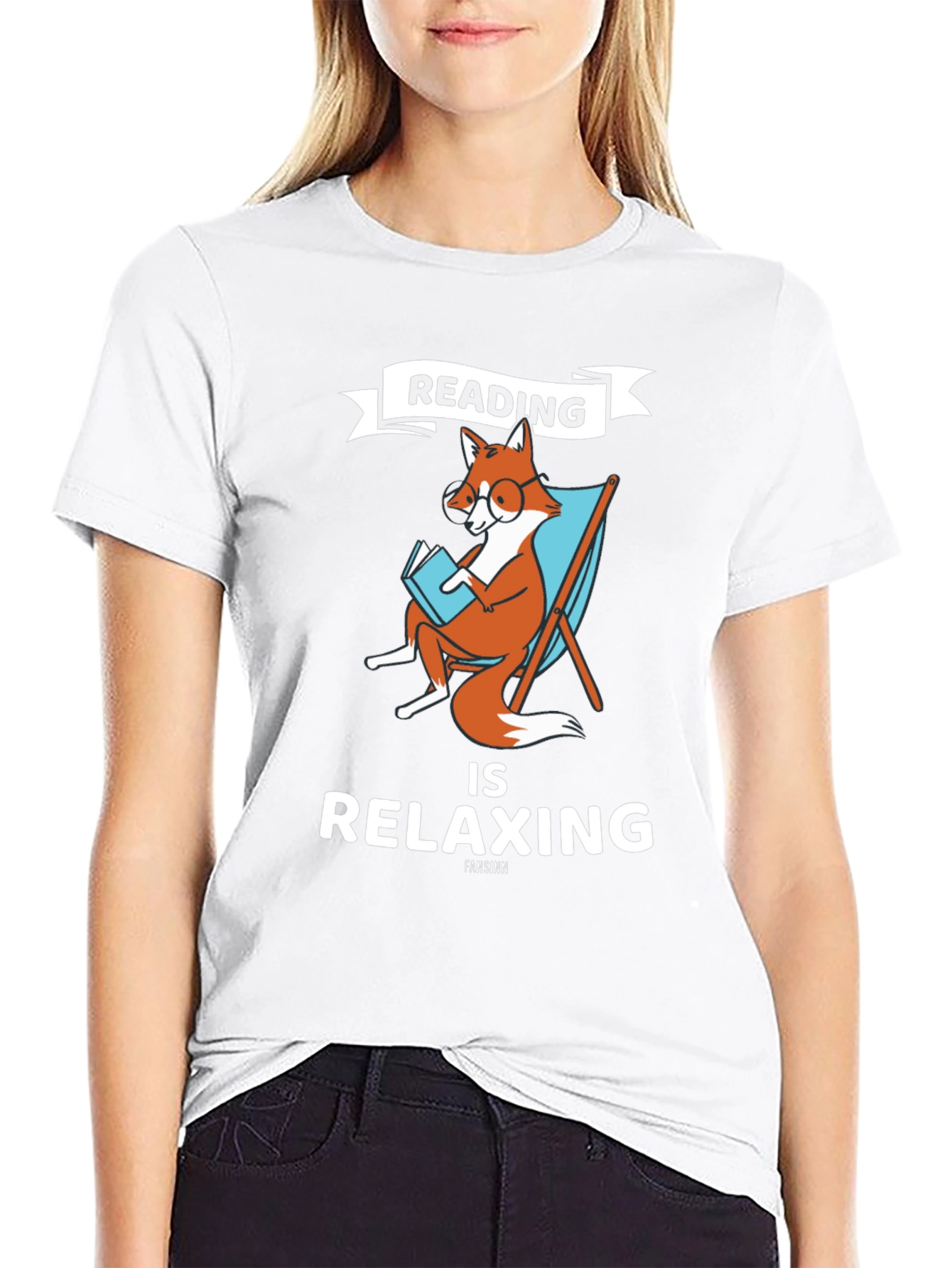 Black Reading Fox Graphic T-Shirt view 9