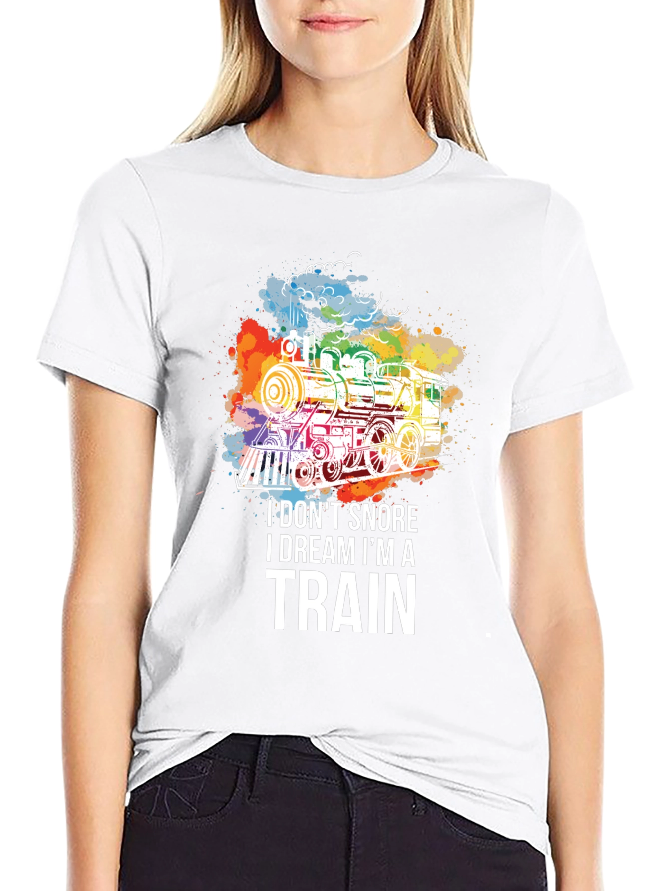 Black Train Dreamer T-Shirt - Colorful Steam Engine Tee view 9