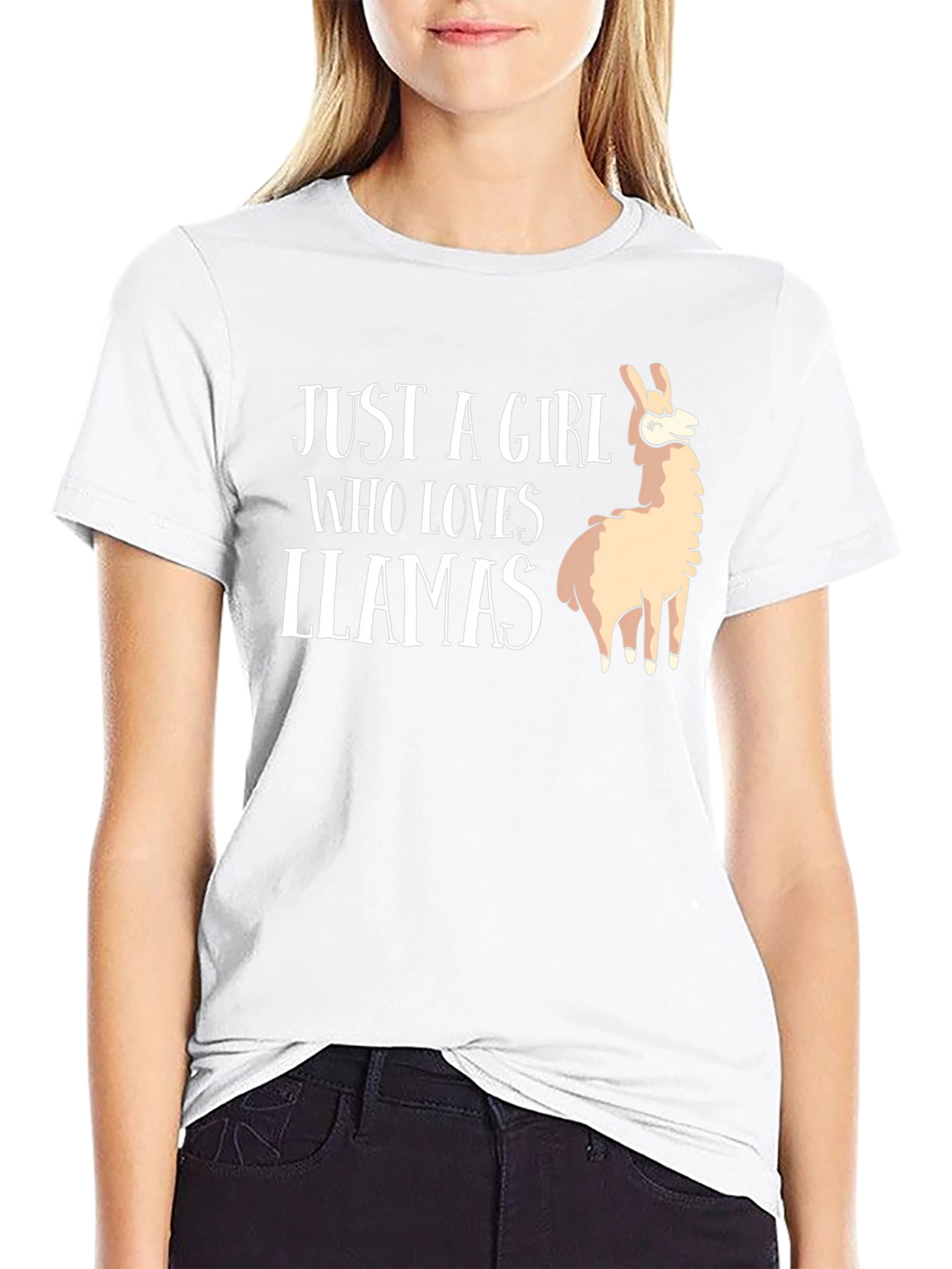 Black Just A Girl Who Loves Llamas - Graphic T-Shirt view 9