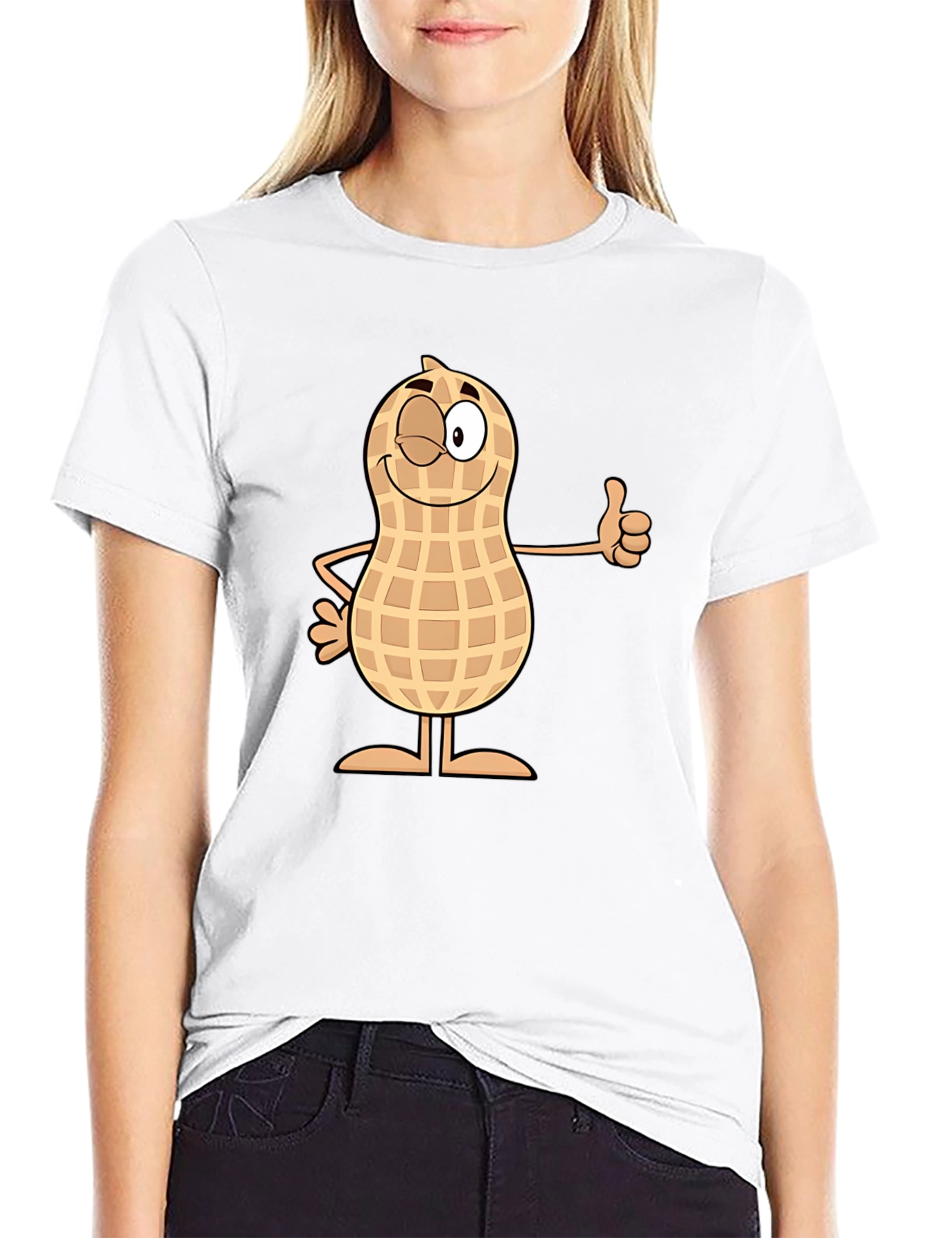 Black Funny Peanut Cartoon Black T-Shirt view 9