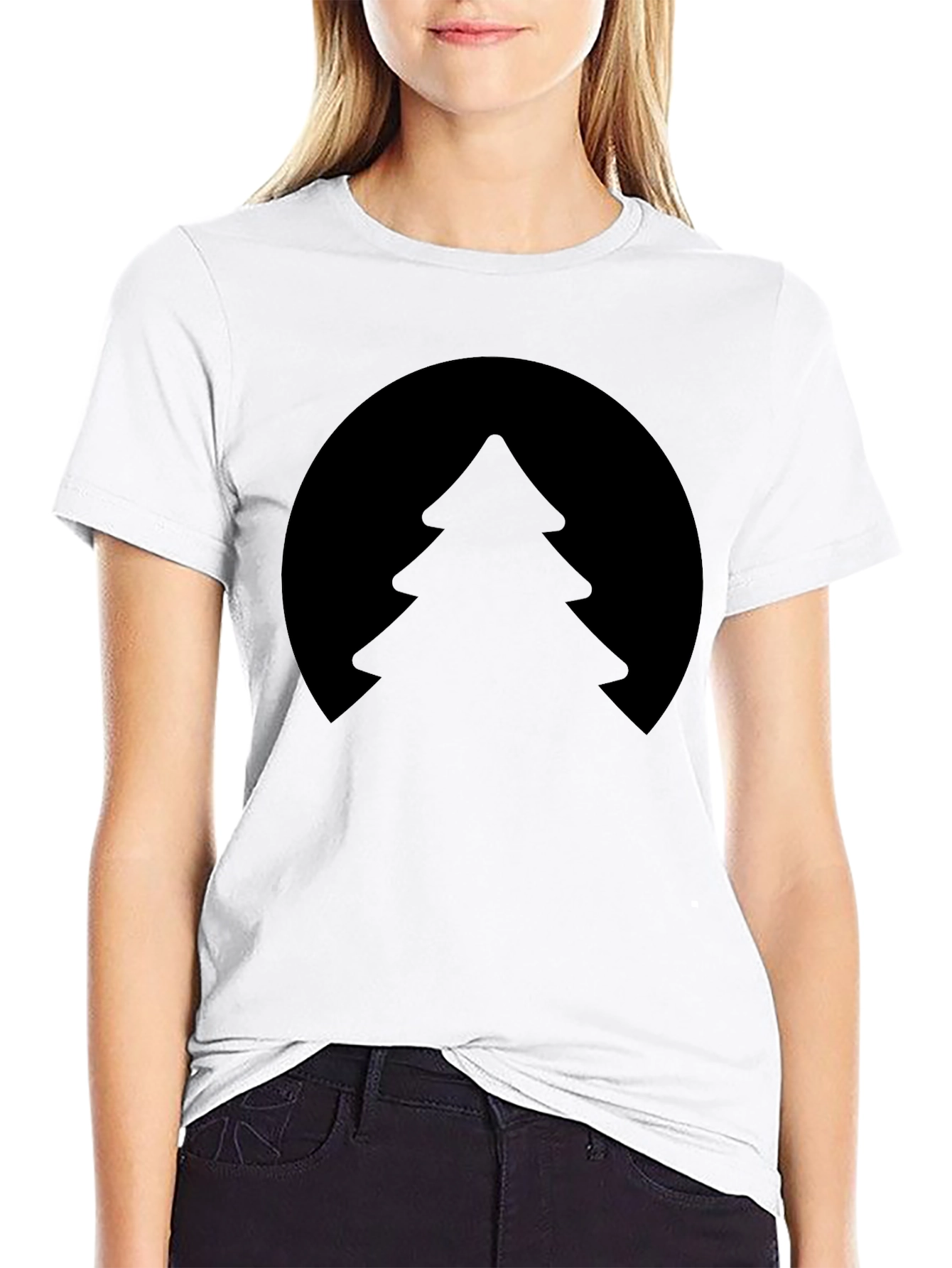 Black Men's Black T-Shirt with Tree Graphic view 9