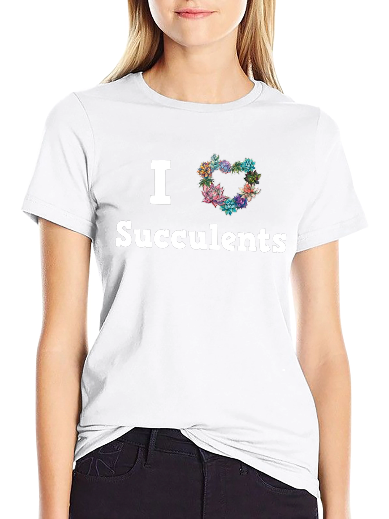 Black I Heart Succulents Graphic T-Shirt view 9