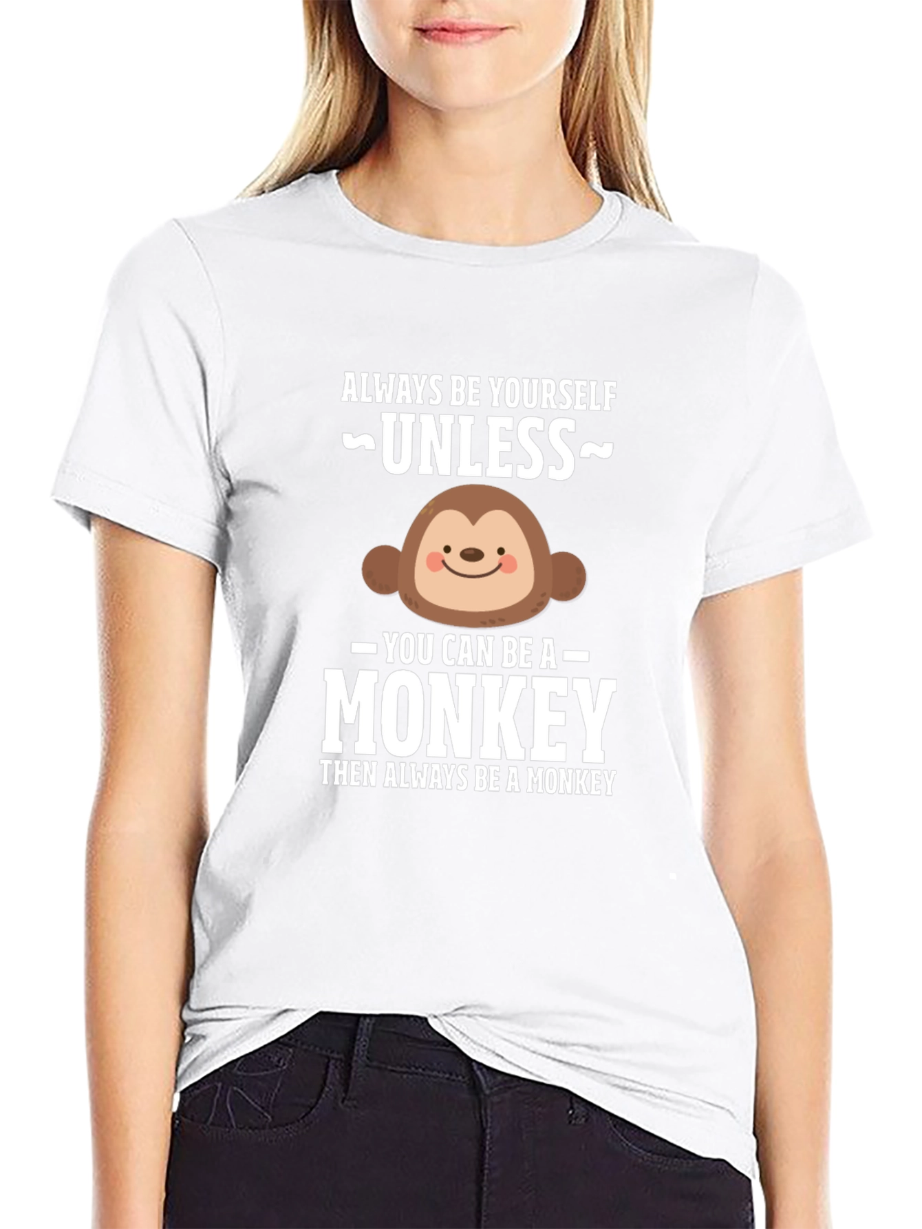 Black Funny Monkey Graphic T-Shirt - Always Be Yourself view 9