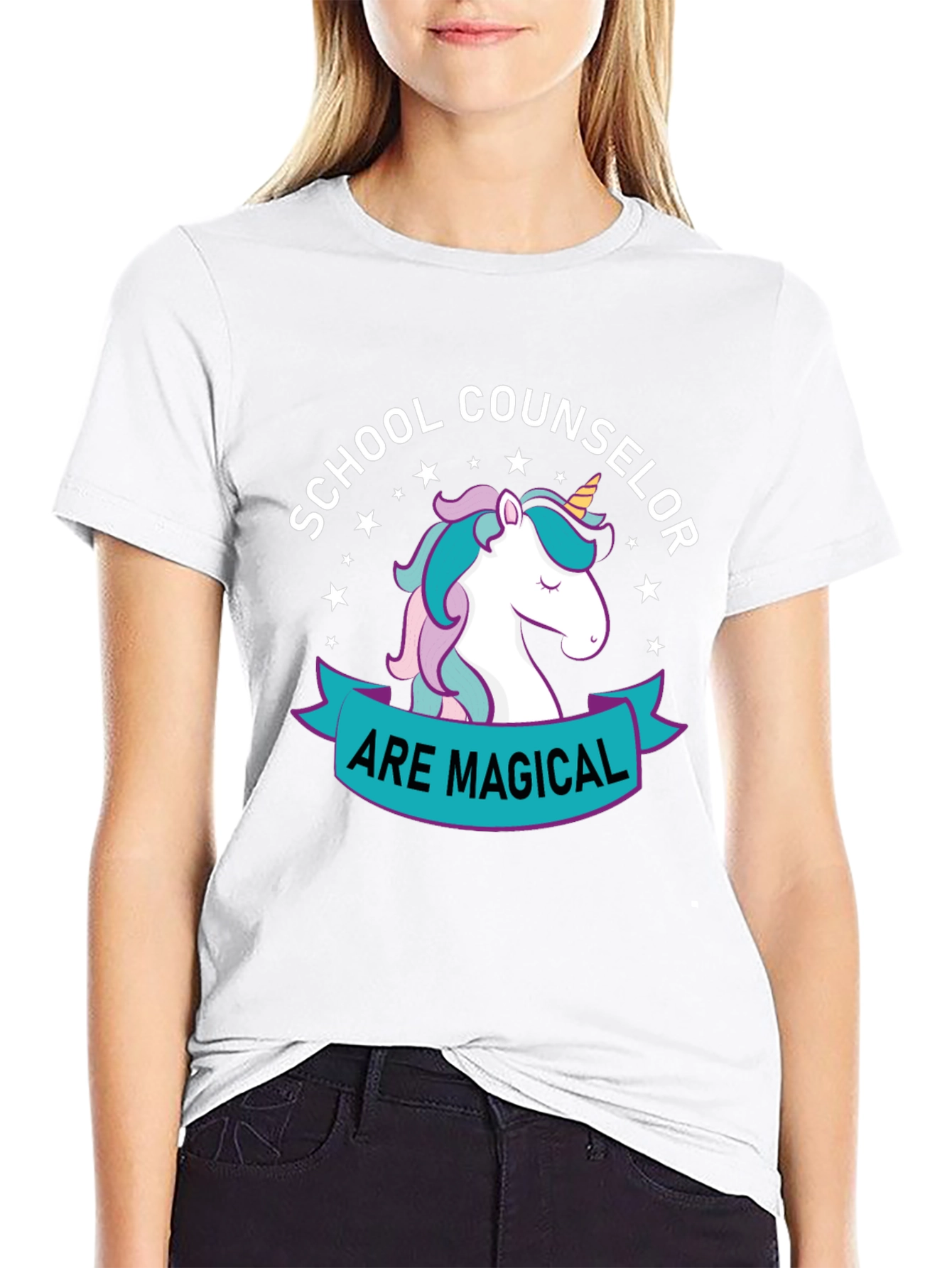 Black School Counselor Unicorn T-Shirt view 9