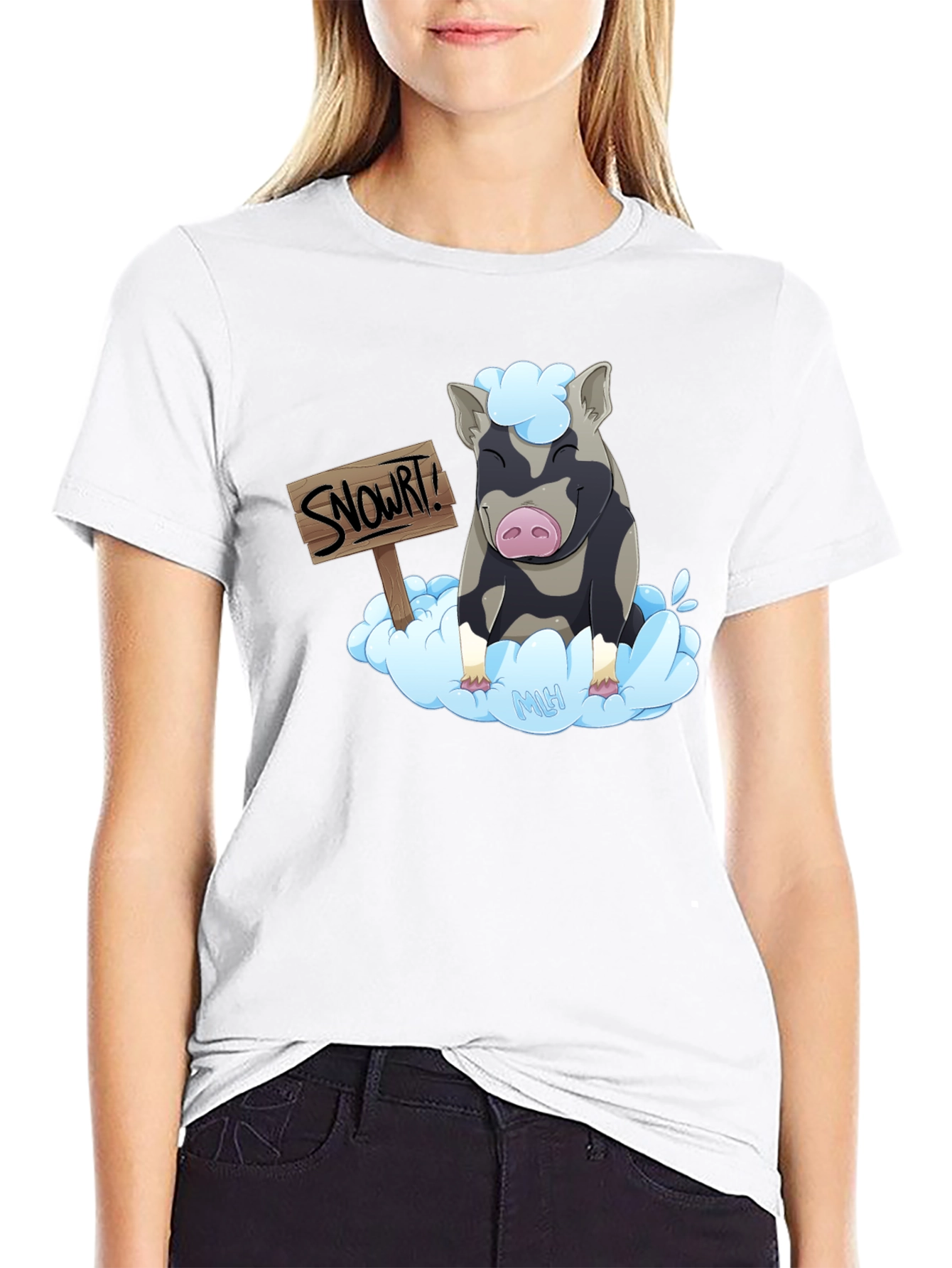 Black Snort! Pig Cloud T-Shirt - Men's Graphic Tee view 9