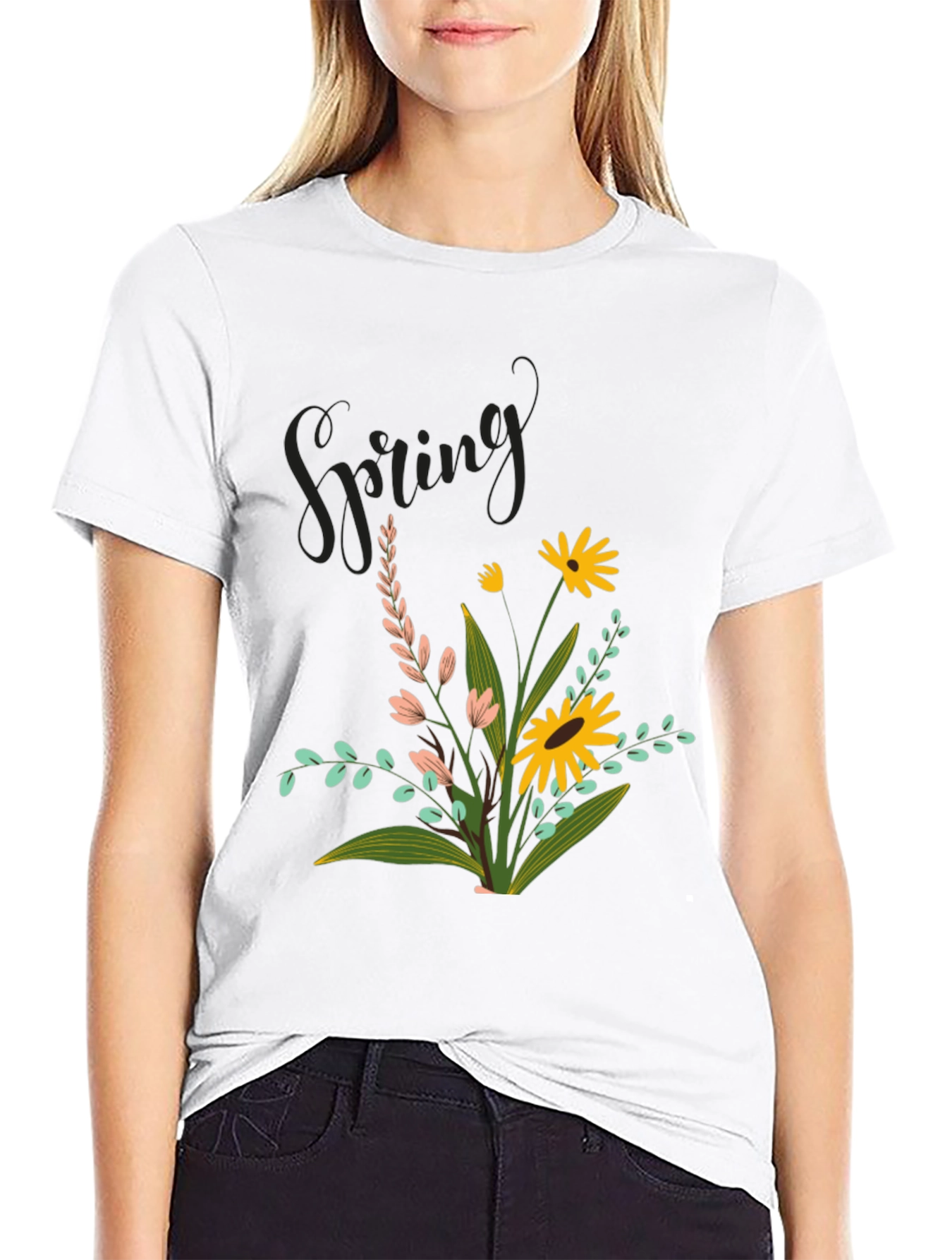 Black Spring Flower Graphic Tee view 9