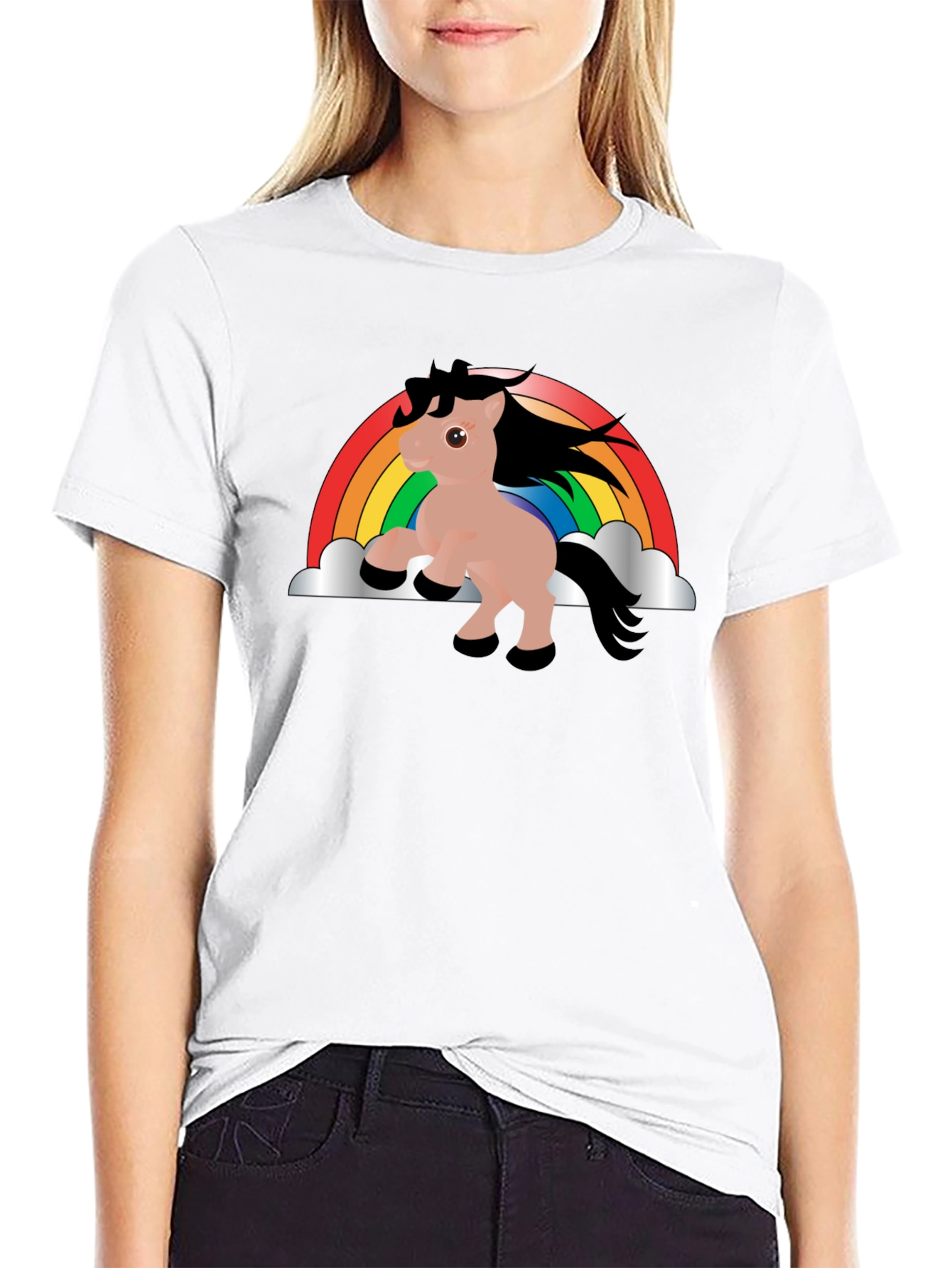 Black Rainbow Unicorn T-Shirt - Black Cotton Tee view 9