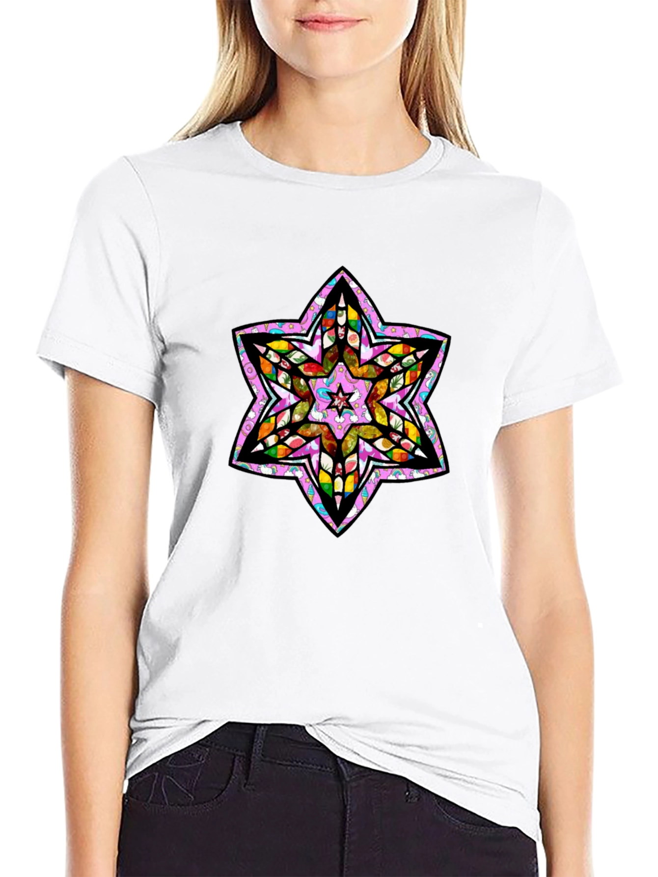 Black Six Point Star Graphic Tee - Men's Black T-Shirt view 9