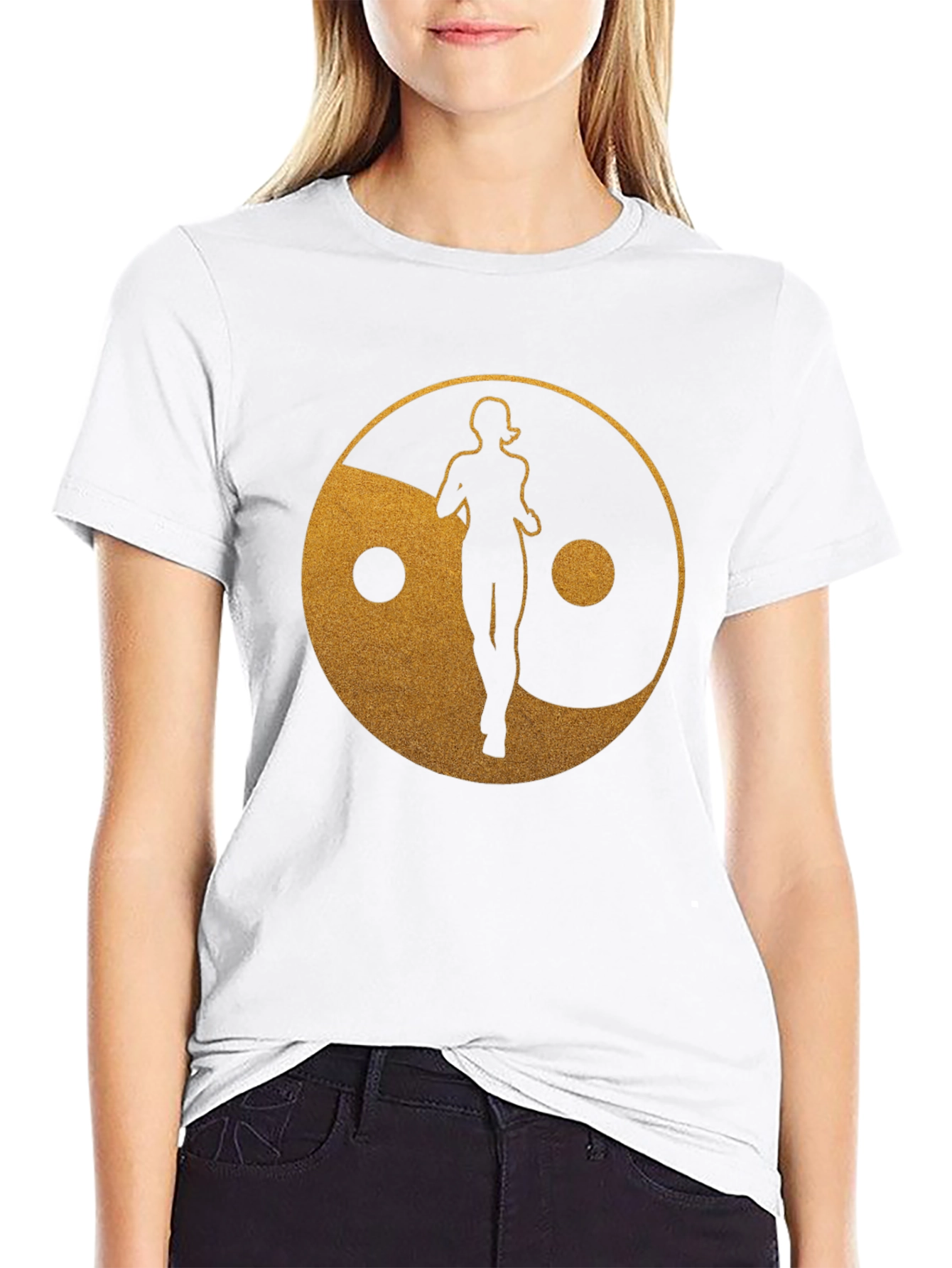 Black Yin Yang Runner Graphic Tee - Black view 9