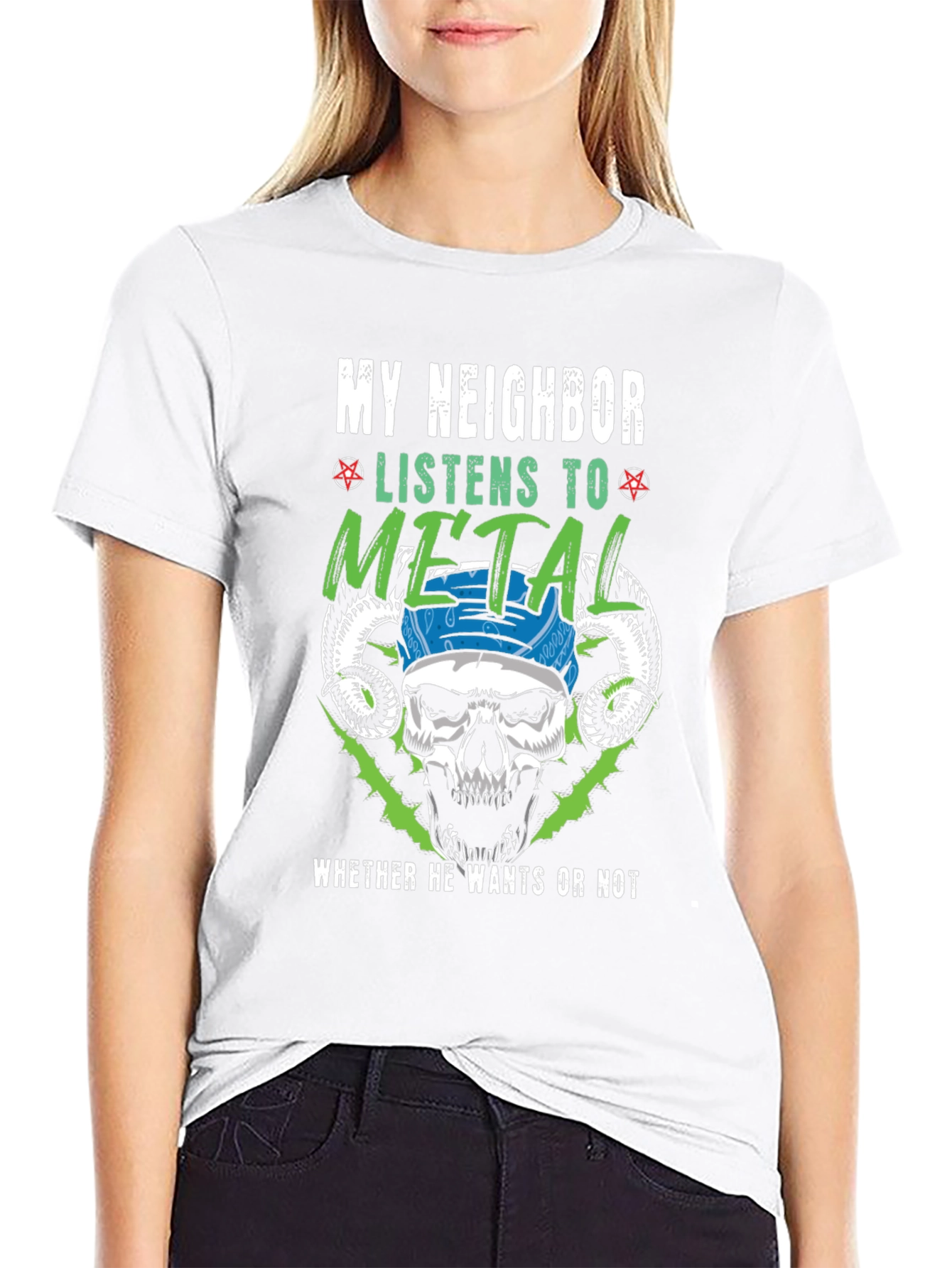 Black Metal Music Lover T-Shirt - Funny Skull Design view 9