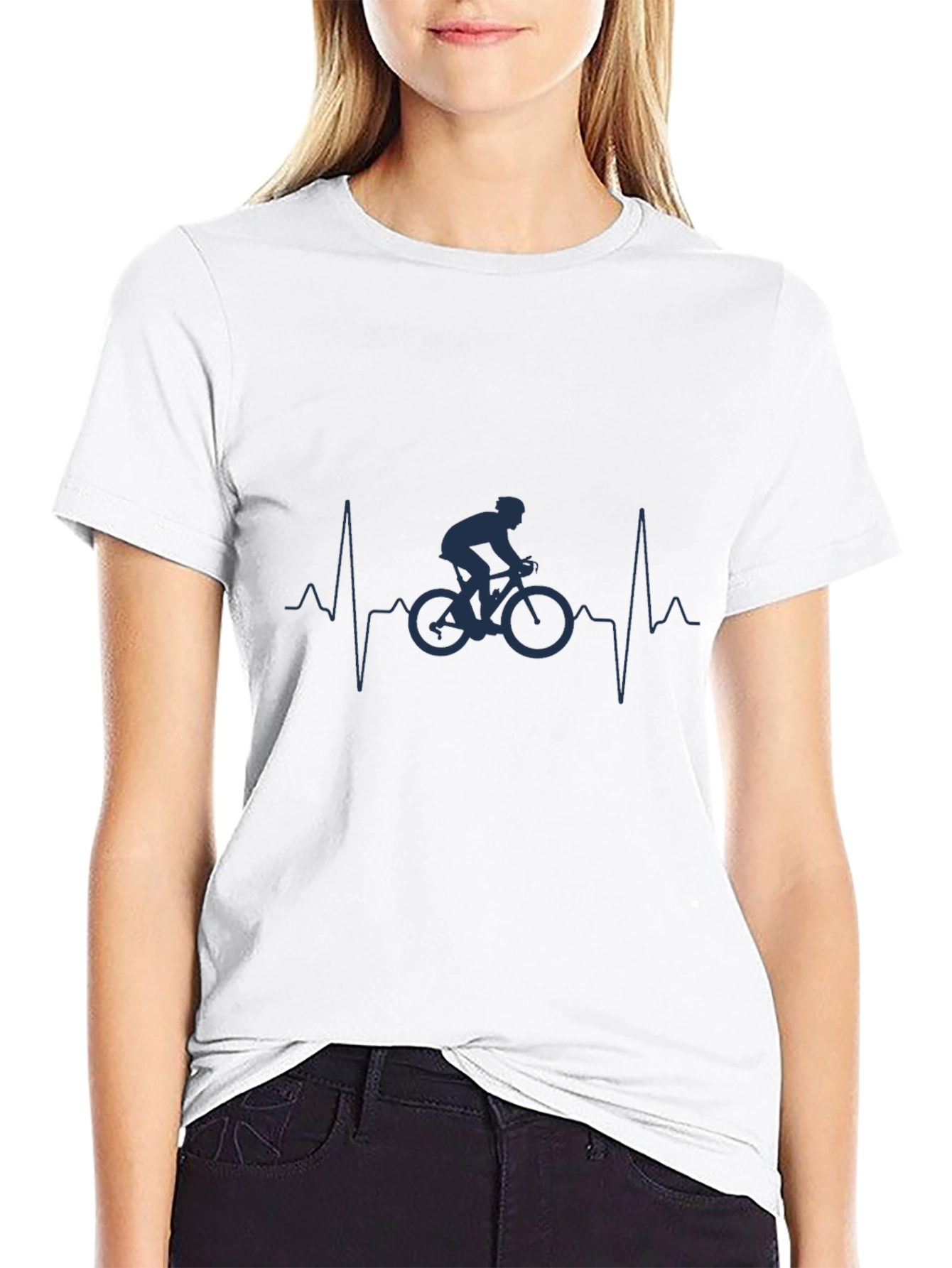 Black Cyclist Heartbeat Graphic T-Shirt - Black view 9