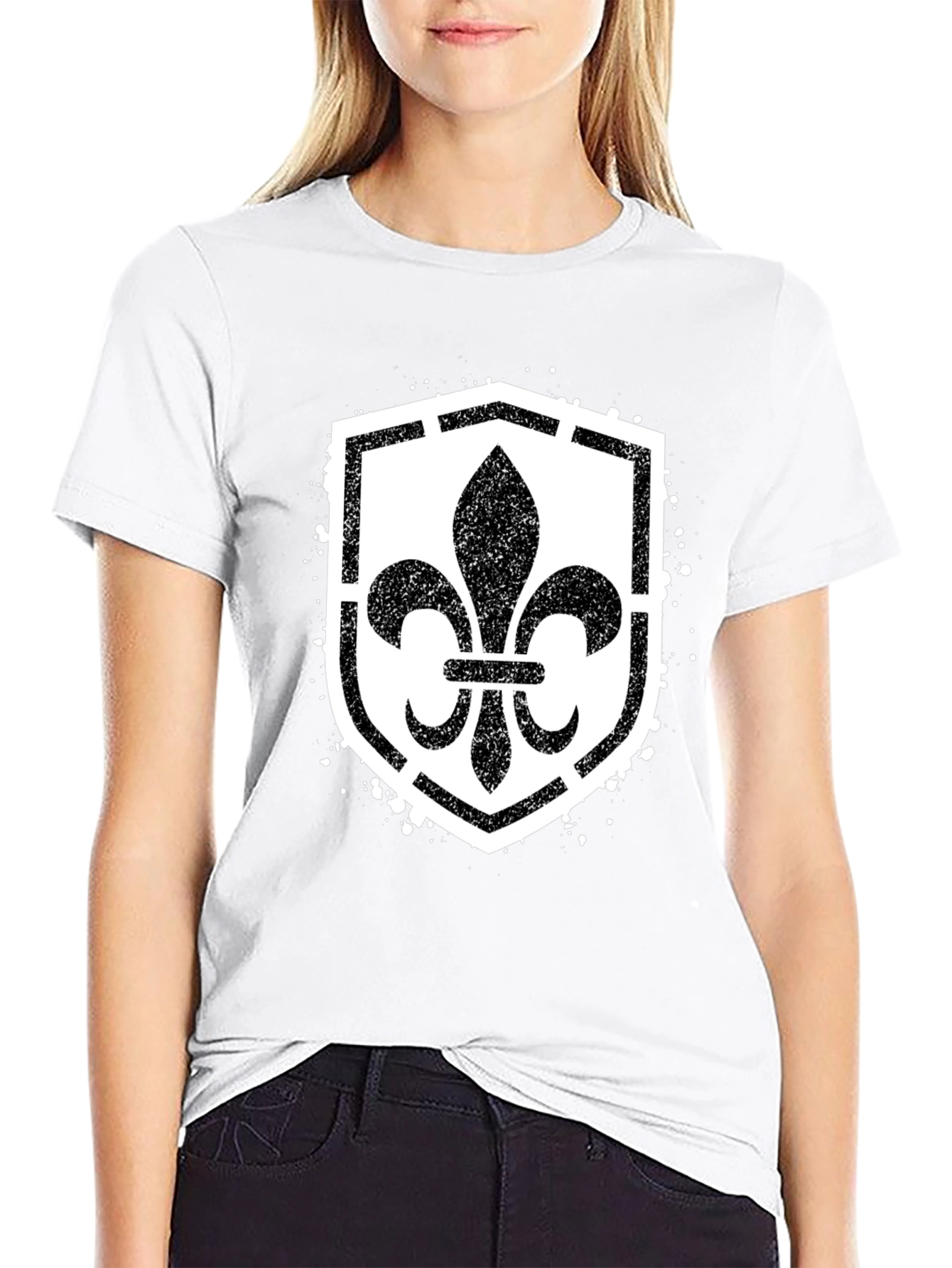 Black Fleur-de-Lis Shield Graphic T-Shirt - Black view 9