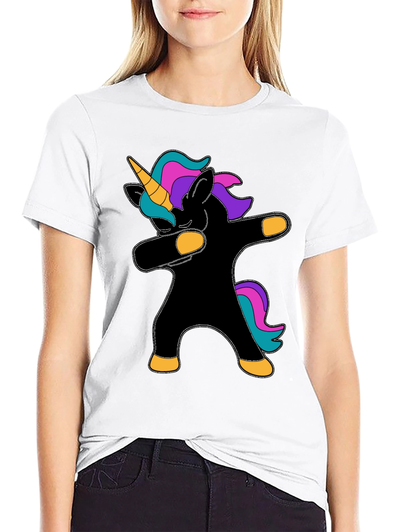 Dabbing Unicorn Graphic Tee - Black Cotton T-Shirt - 9