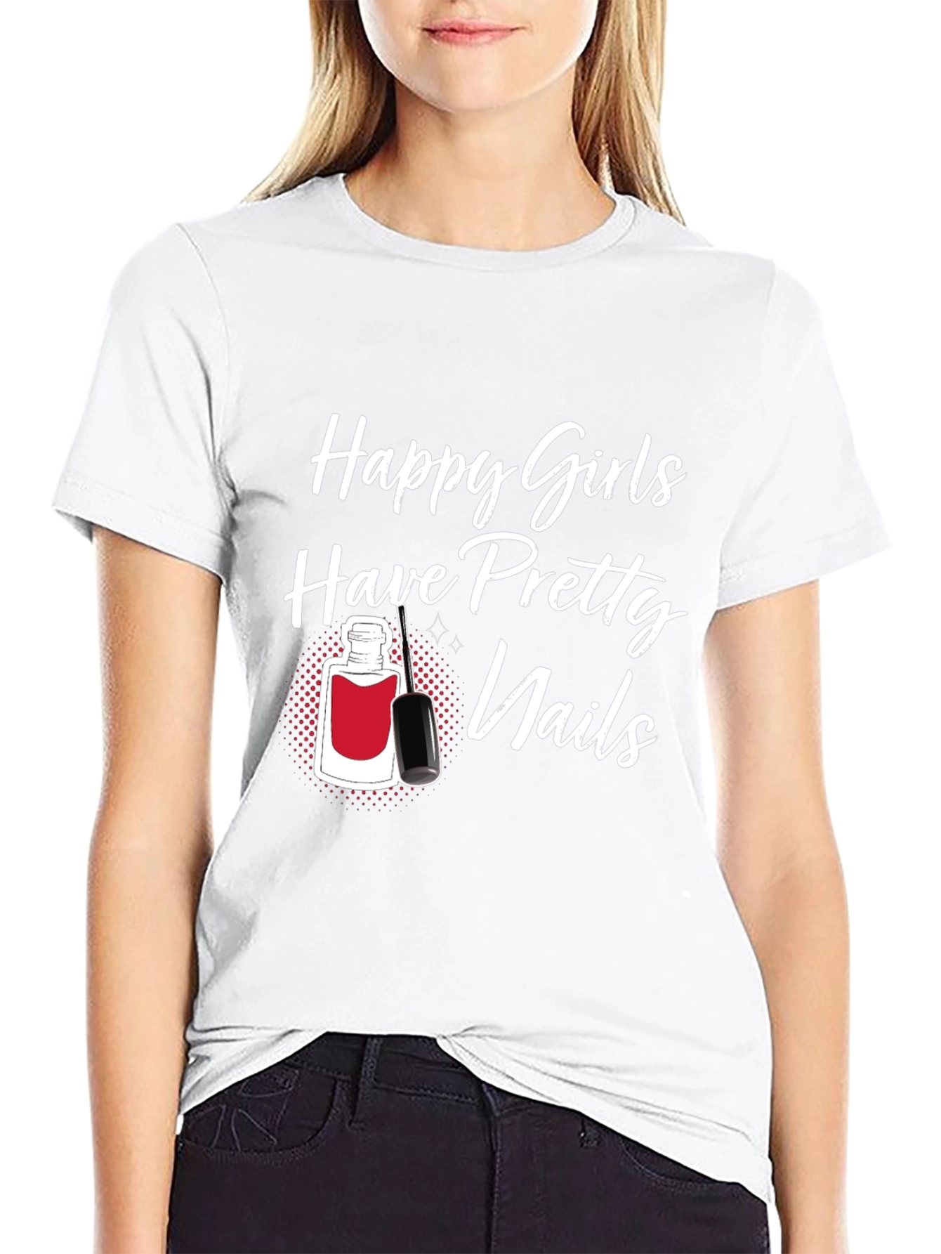 Black Happy Girls Pretty Nails T-Shirt view 9