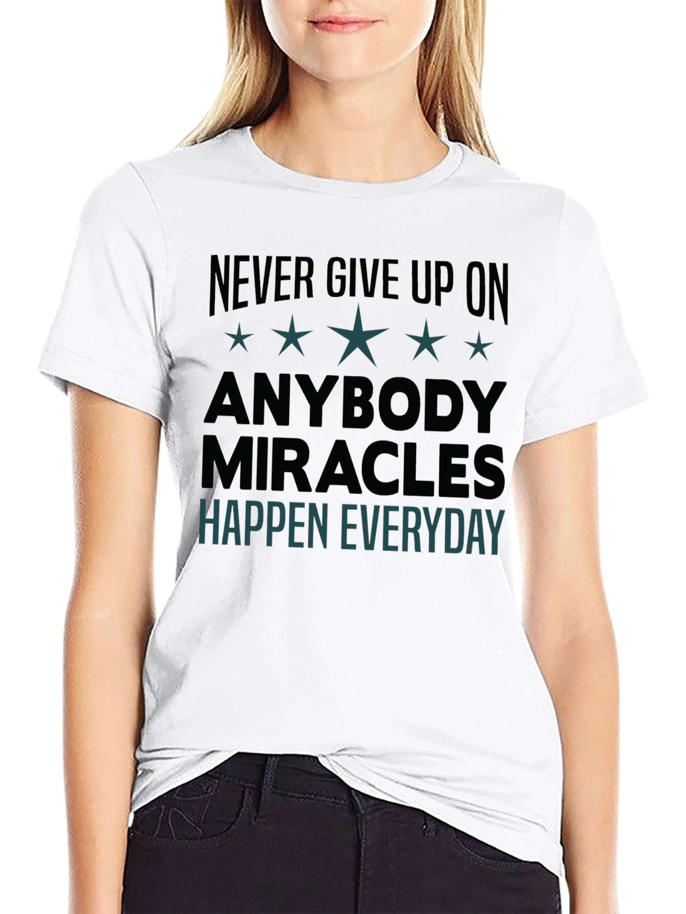 Black Inspirational Graphic Tee: Never Give Up view 9