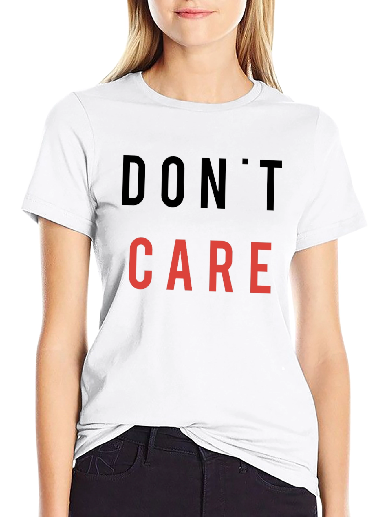 Black Don't Care Graphic Tee - Casual Statement Shirt view 9