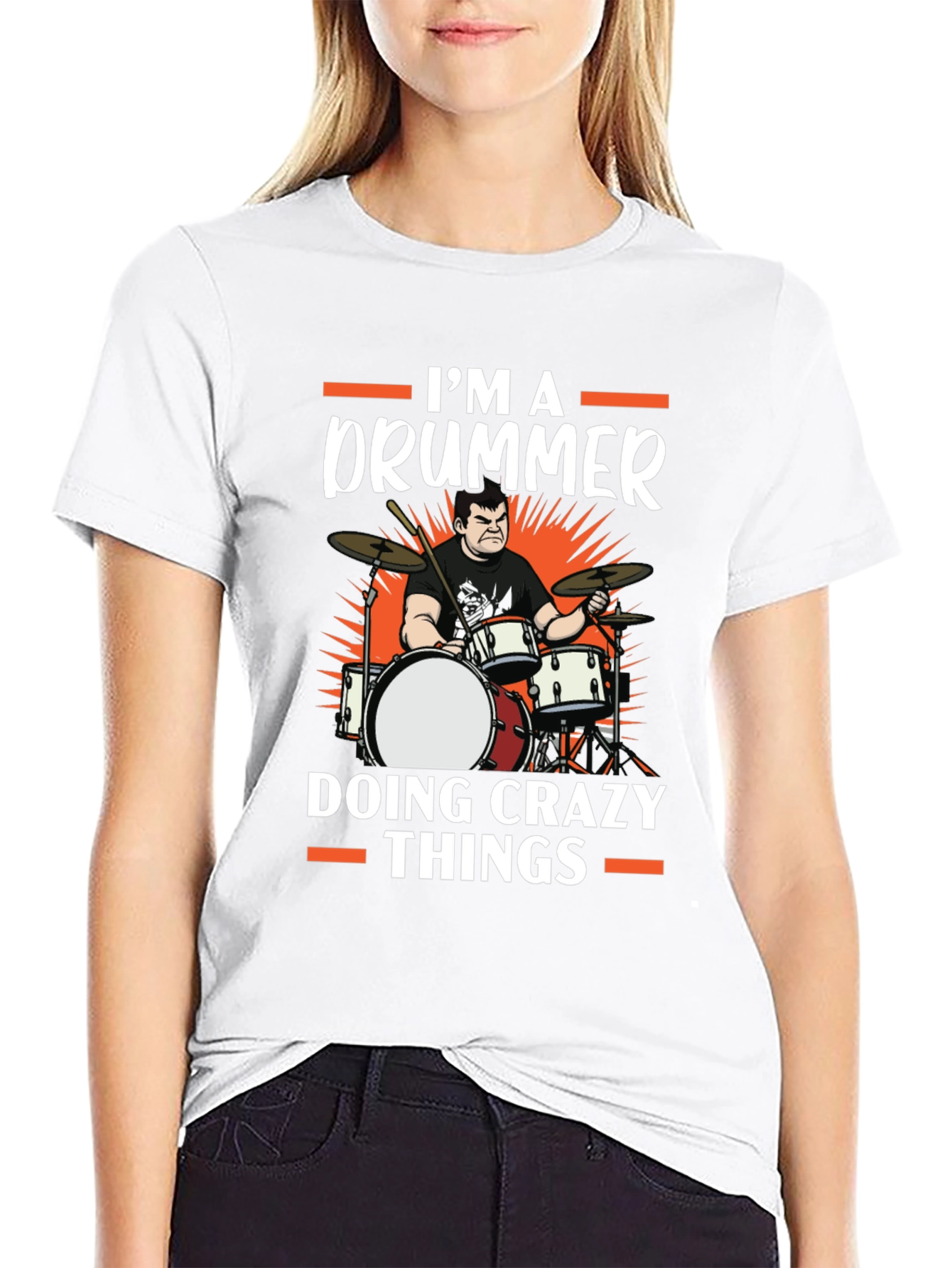 Black I'm A Drummer Doing Crazy Things T-Shirt view 9