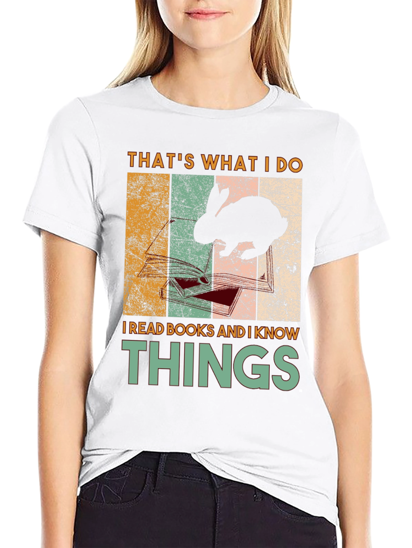 Black That's What I Do I Read Books Rabbit T-Shirt view 9