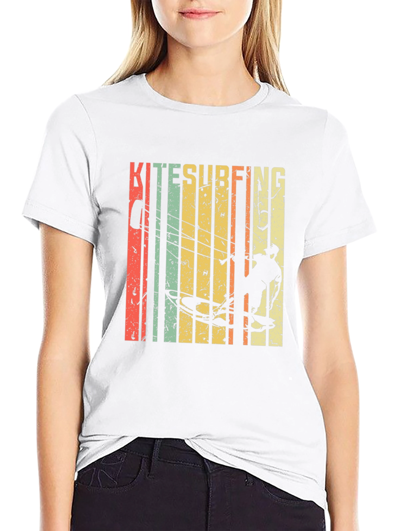 Black Kitesurfing Graphic Tee - Retro Style Surf Shirt view 9