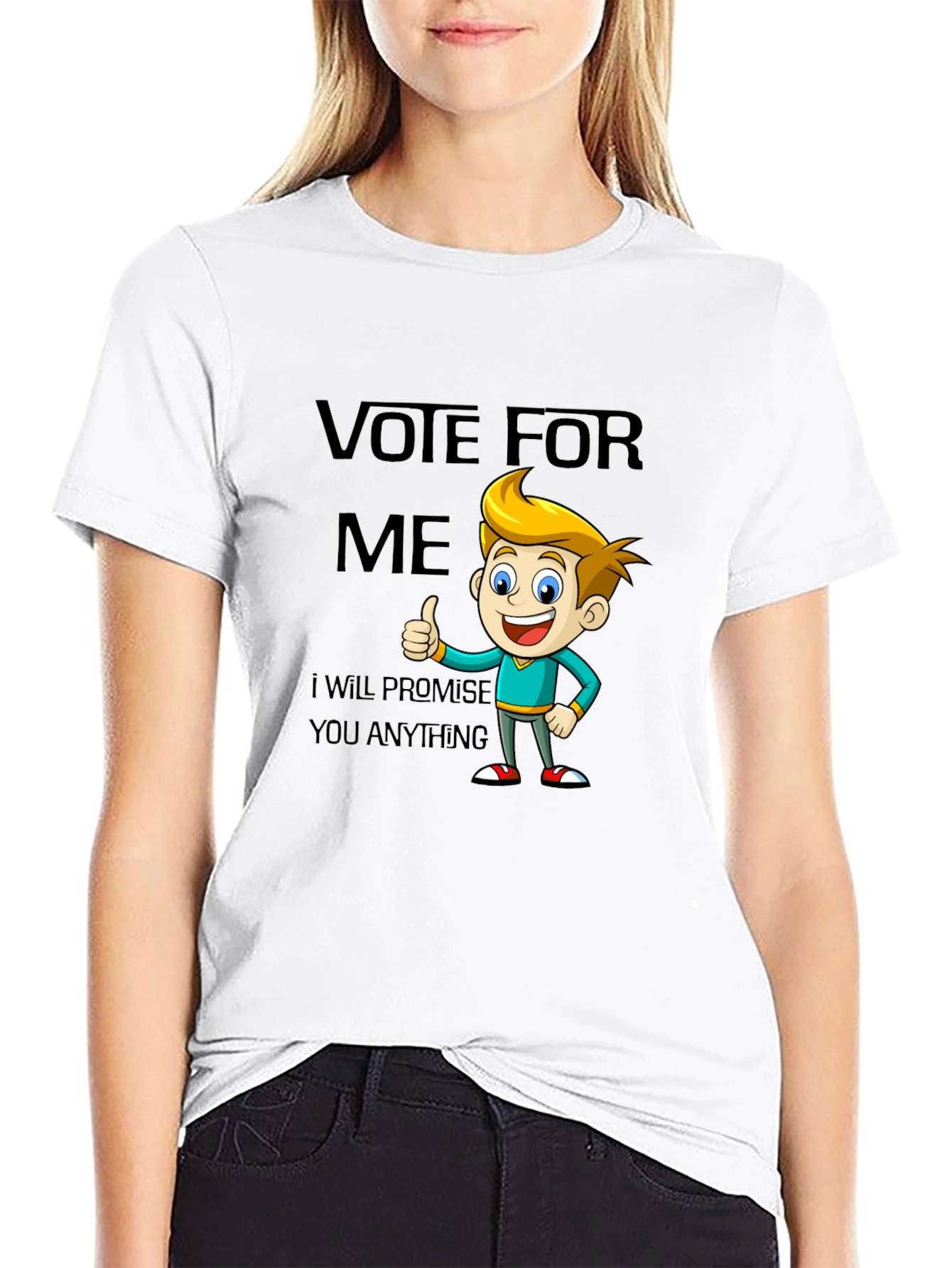 Black Vote For Me Funny Cartoon T-Shirt view 9
