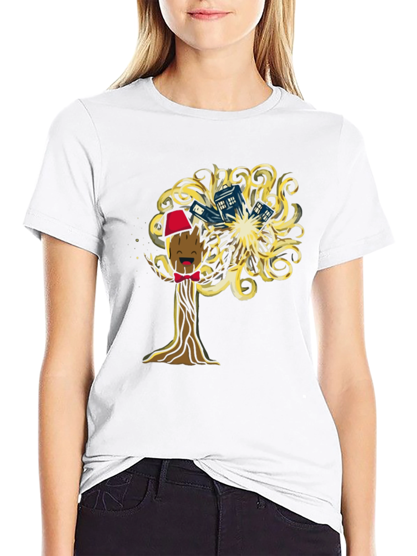 Black Dr Who Groot Mashup T-Shirt view 9