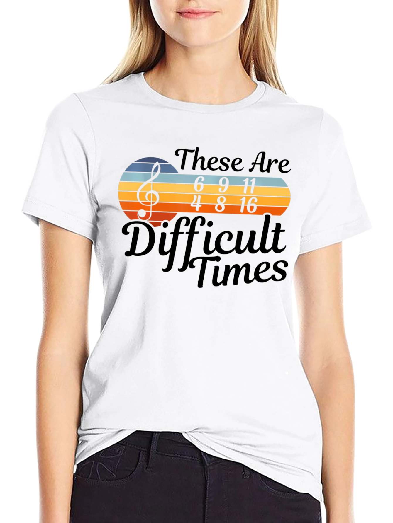 Black Difficult Times Music Math T-Shirt view 9