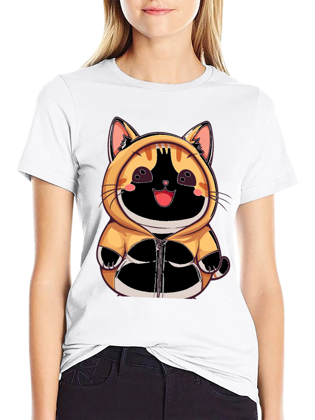 Cute Anime Cat Hoodie T-Shirt - 9