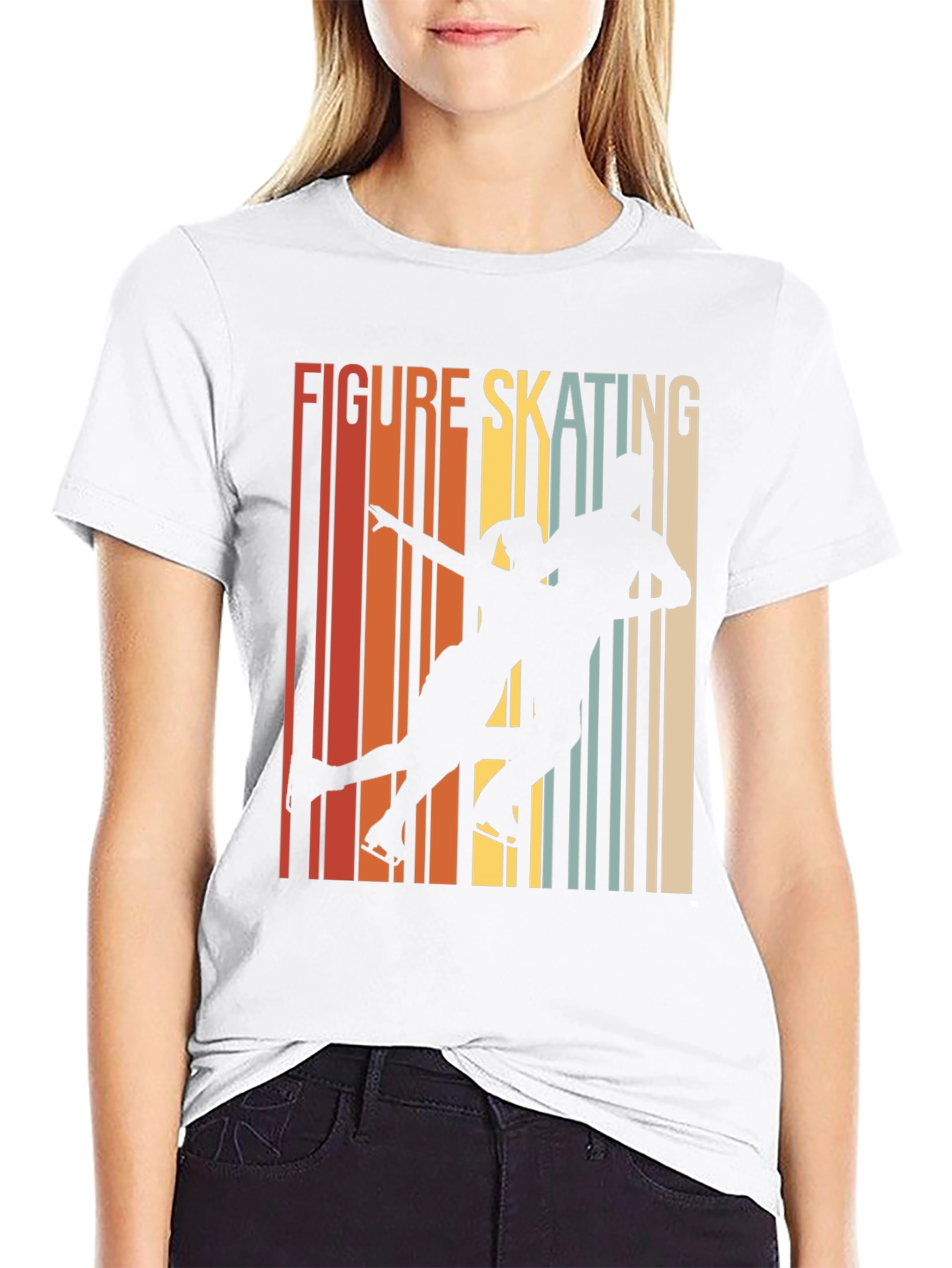 Black Figure Skating Retro T-Shirt view 9