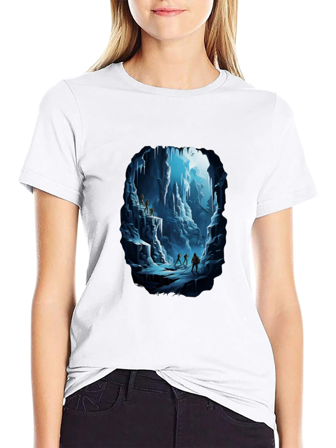 Black Icy Cave Graphic Black T-Shirt view 9