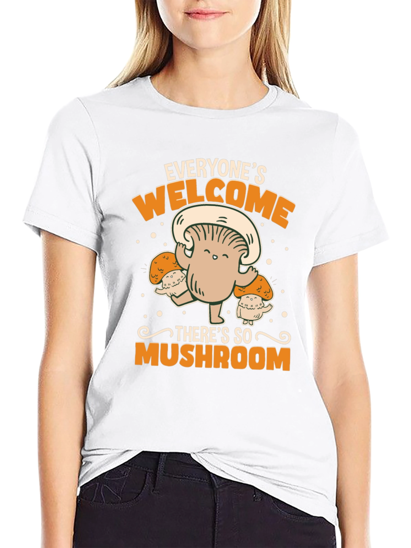 Black Everyone's Welcome Mushroom Graphic Tee view 9