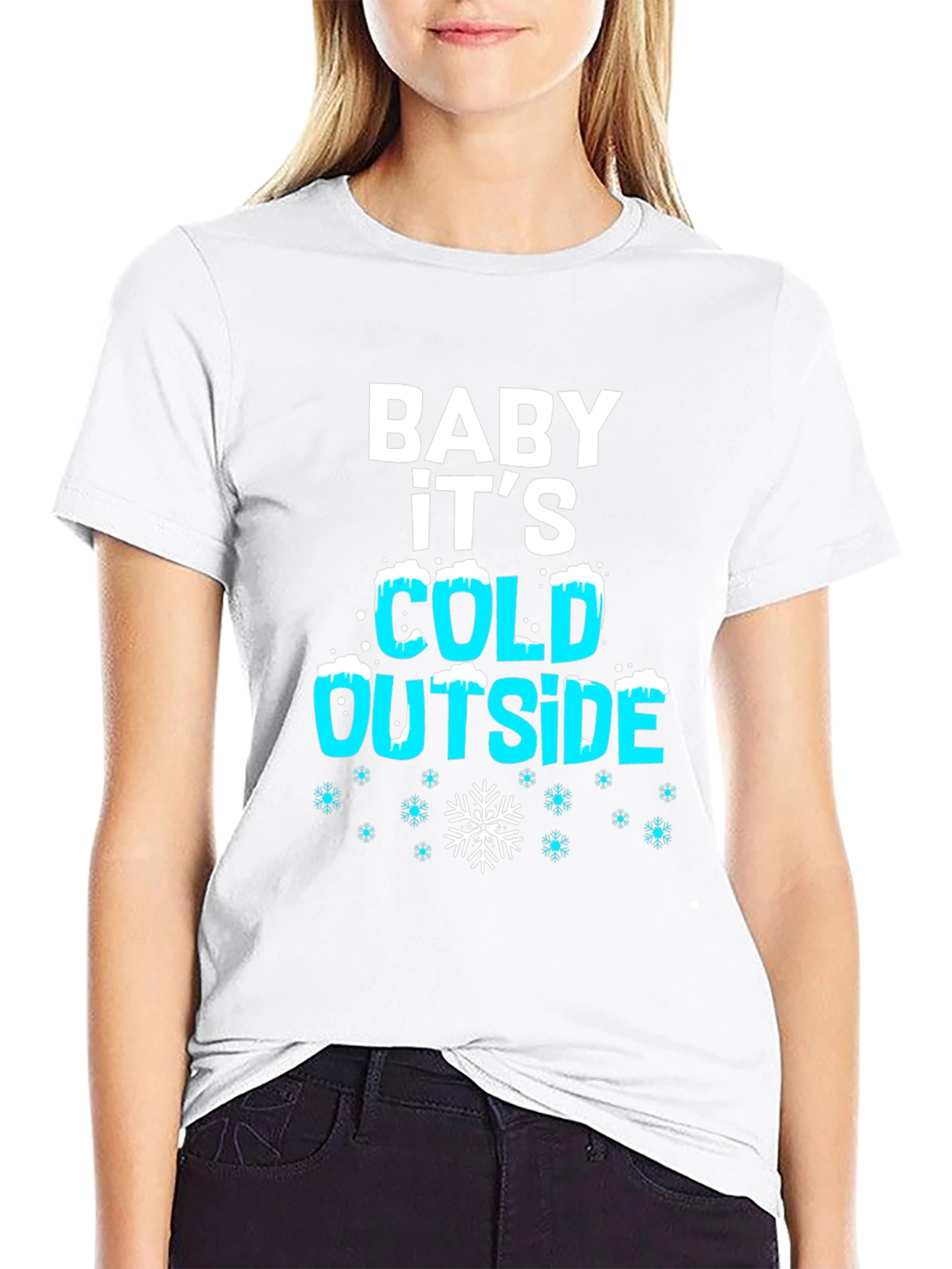 Black Baby It's Cold Outside Holiday T-Shirt view 9