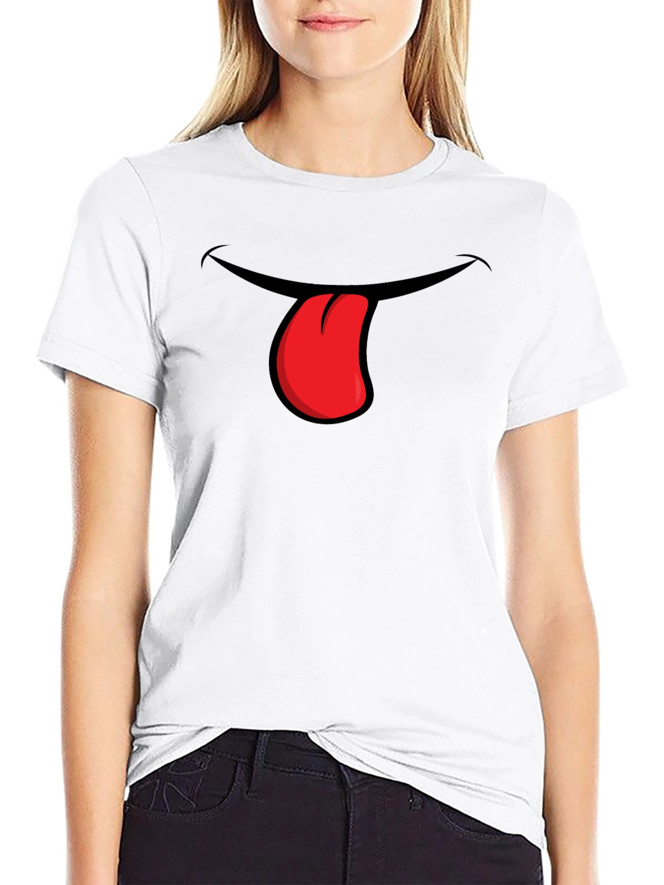Black Funny Tongue Out Graphic T-Shirt view 9
