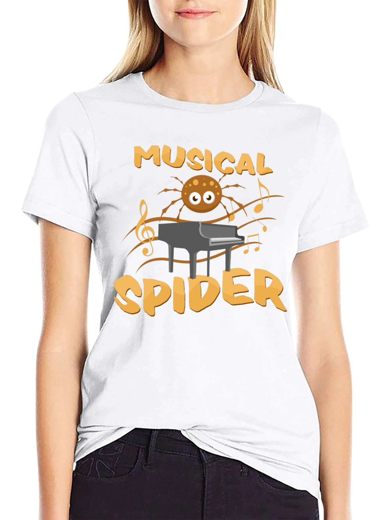 Black Musical Spider T-Shirt - Funny Graphic Tee view 9