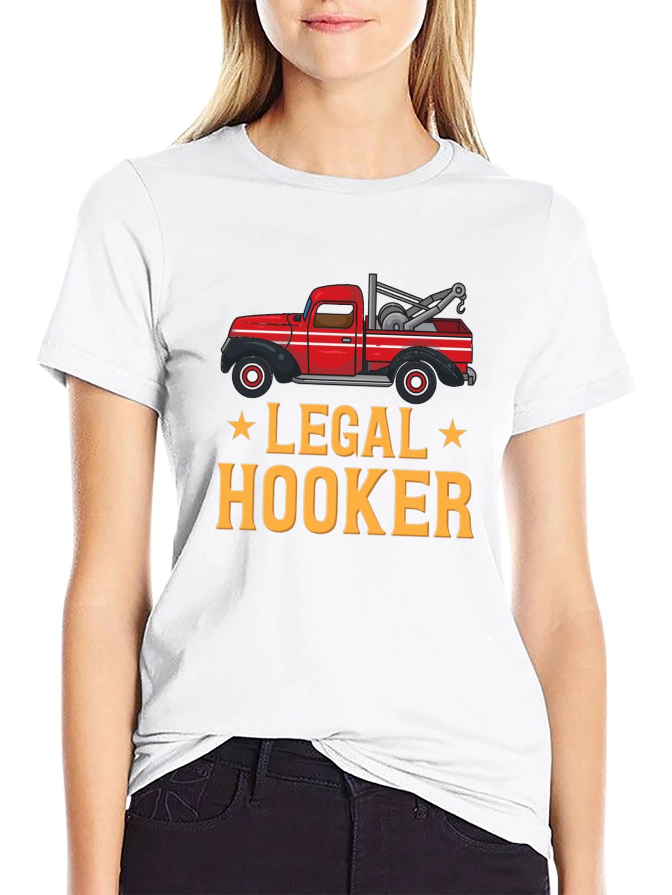 Black Legal Hooker Tow Truck Graphic T-Shirt view 9