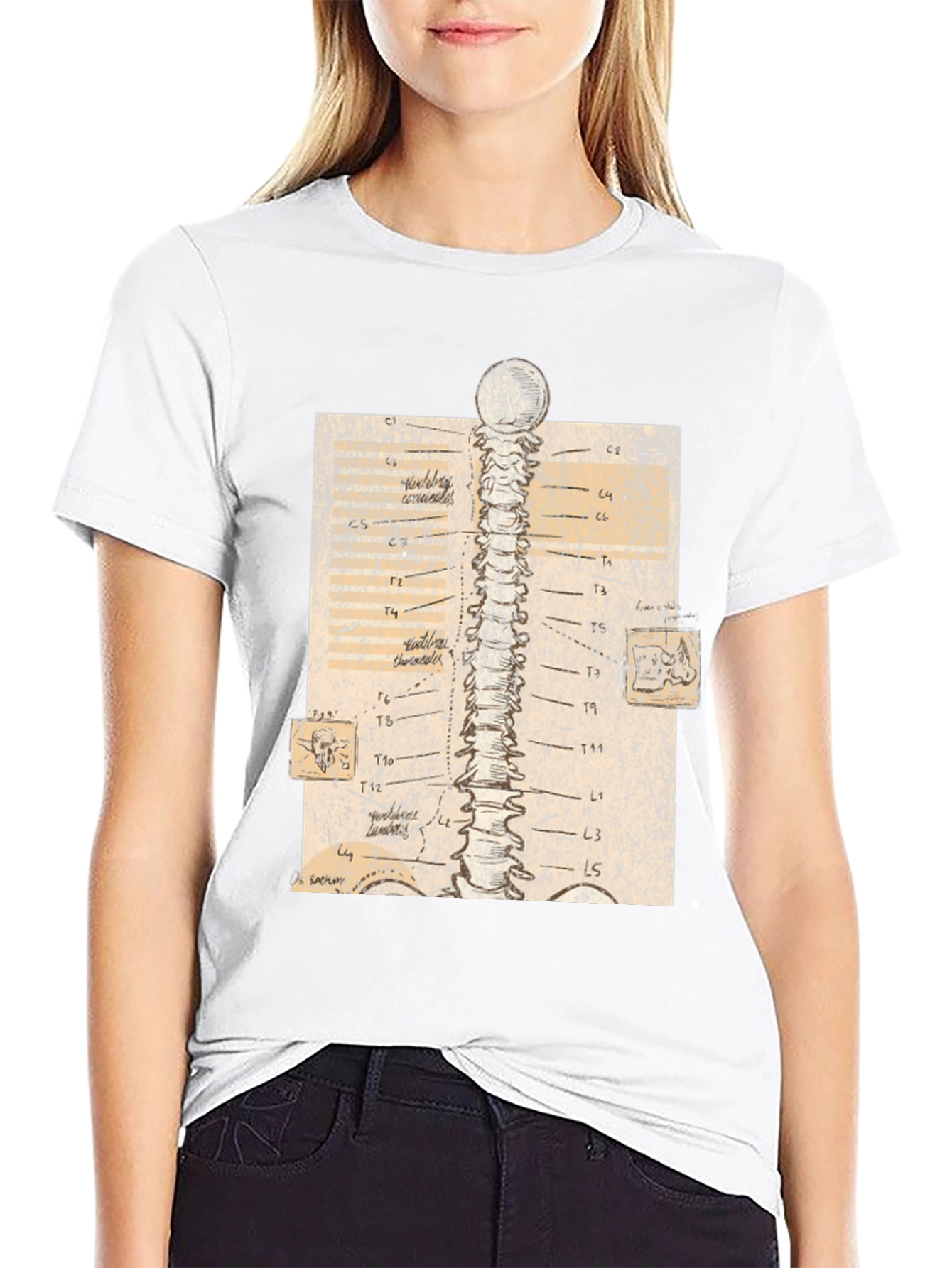 Black Anatomical Spine Graphic Tee - Black view 9