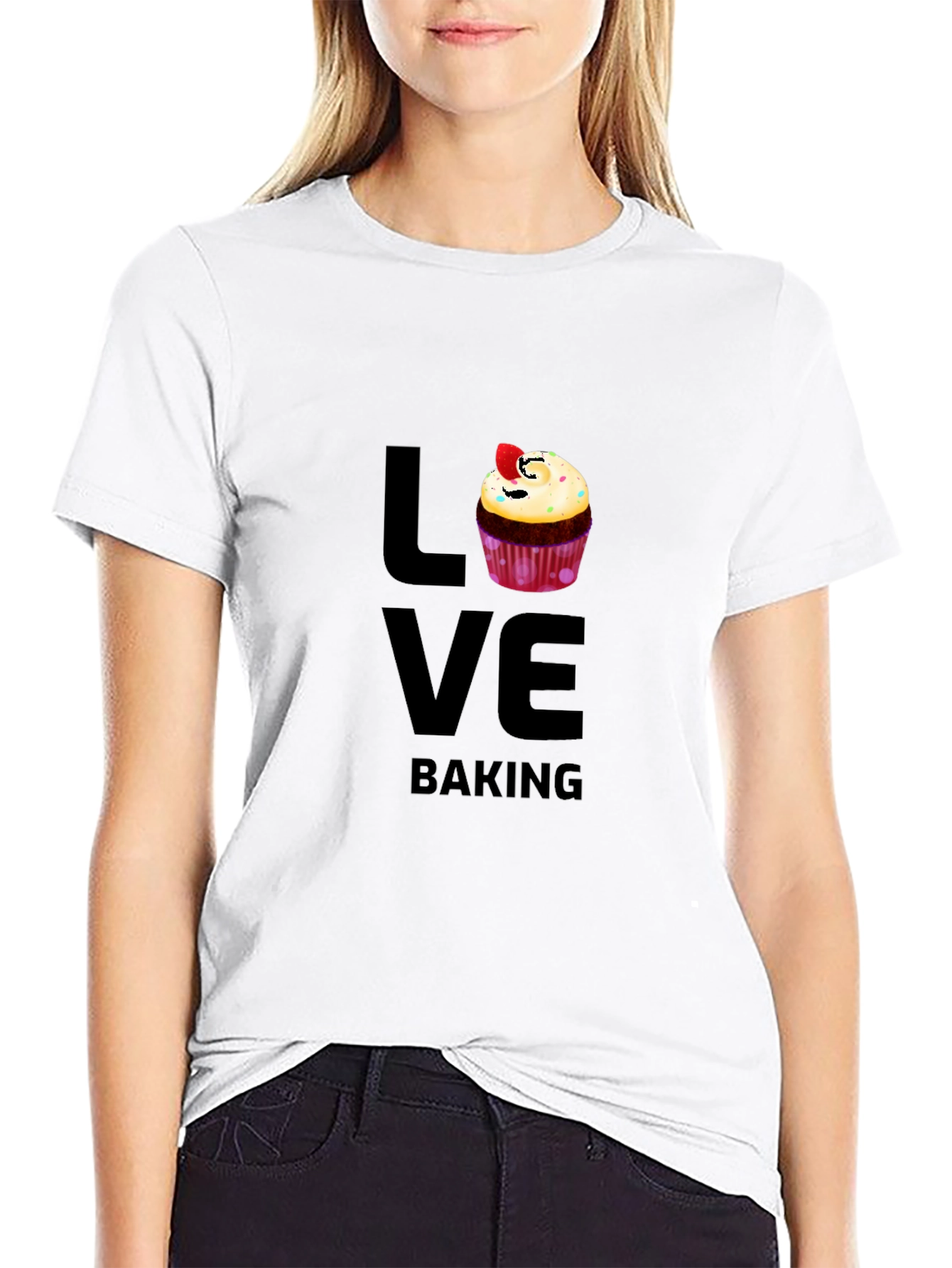 Black Love Baking Graphic T-Shirt - Cute Cupcake Design view 9