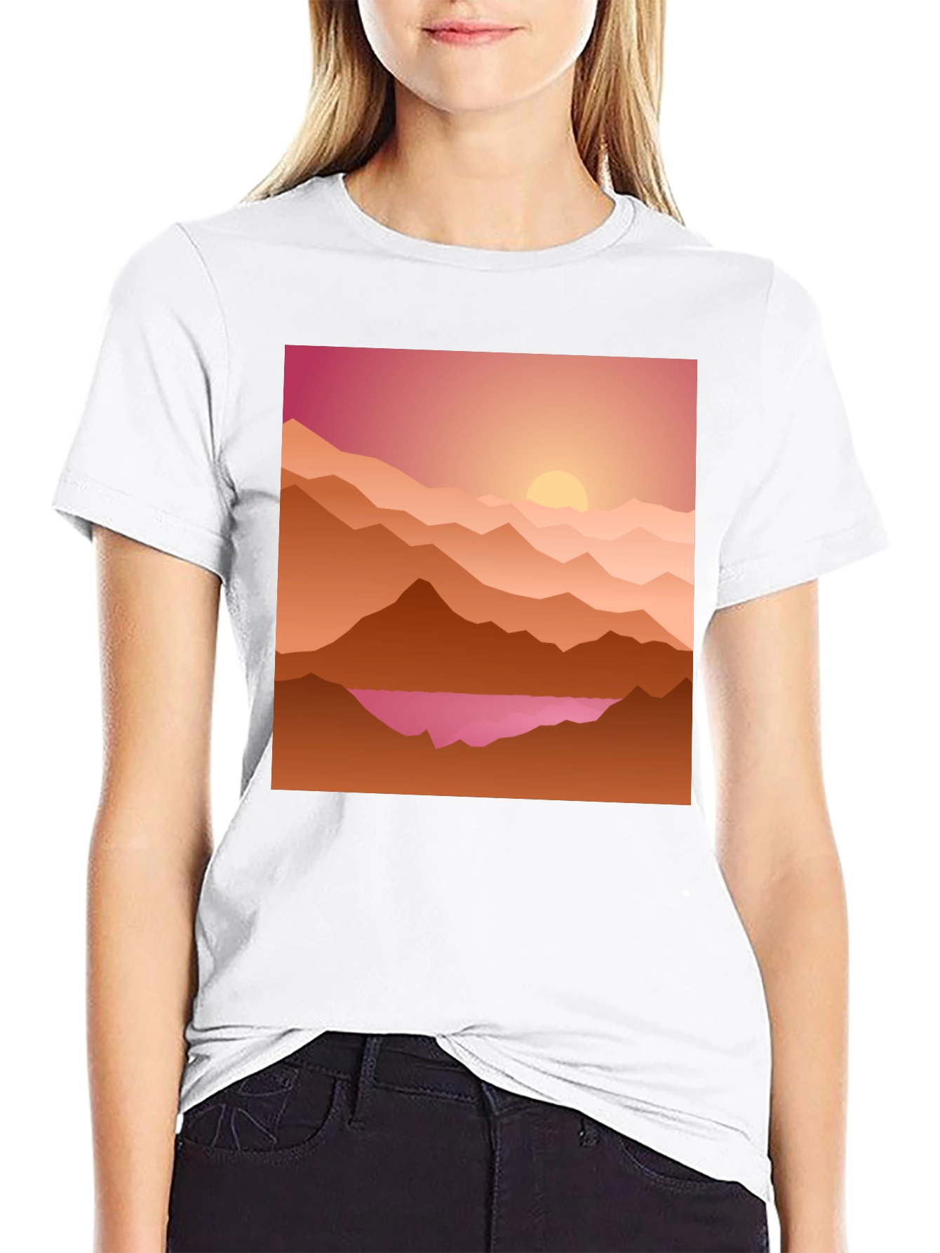 Black Sunset Mountain Graphic Tee - Casual Style view 9