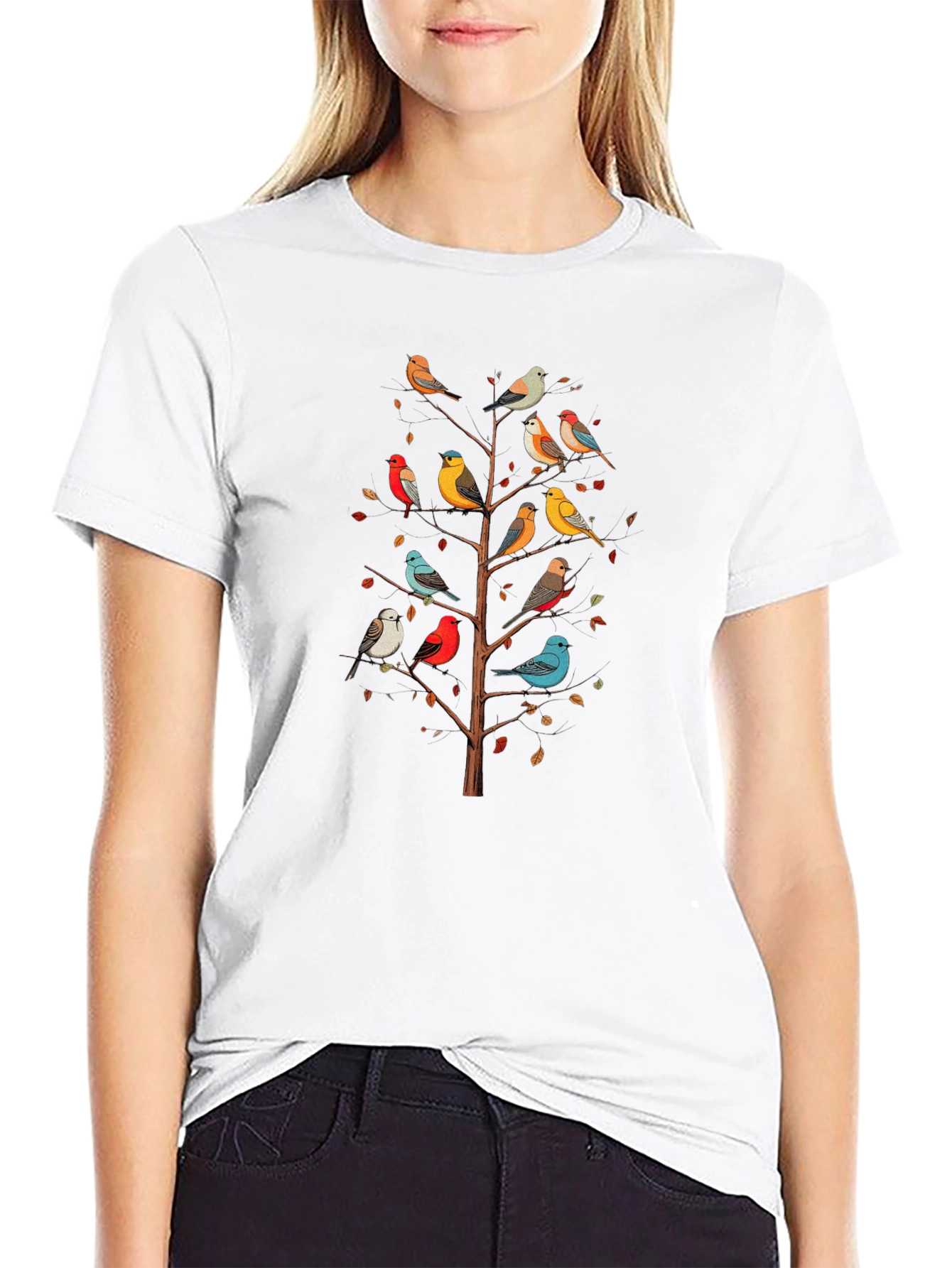 Black Birds on a Tree Graphic T-Shirt - Nature Inspired Tee view 9