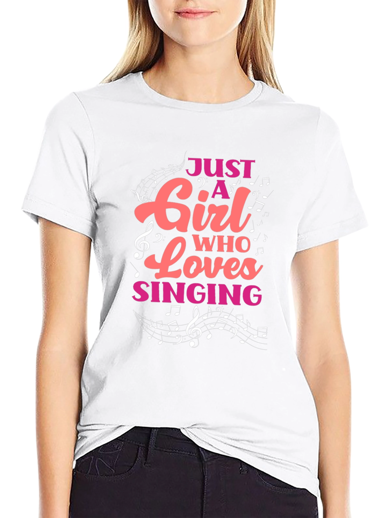Black Just A Girl Who Loves Singing T-Shirt view 9