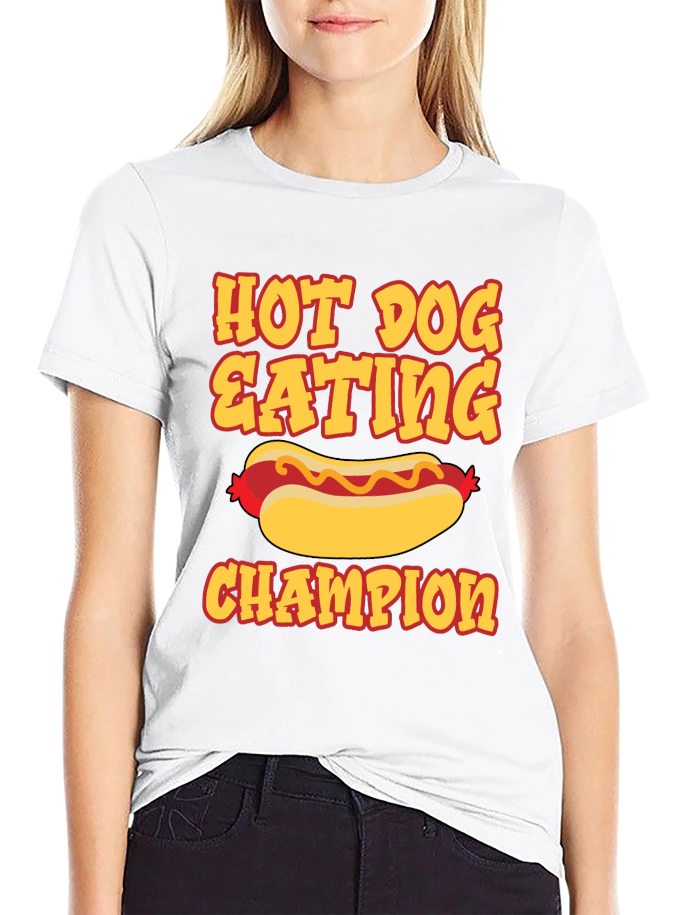 Black Hot Dog Eating Champion Graphic Tee view 9