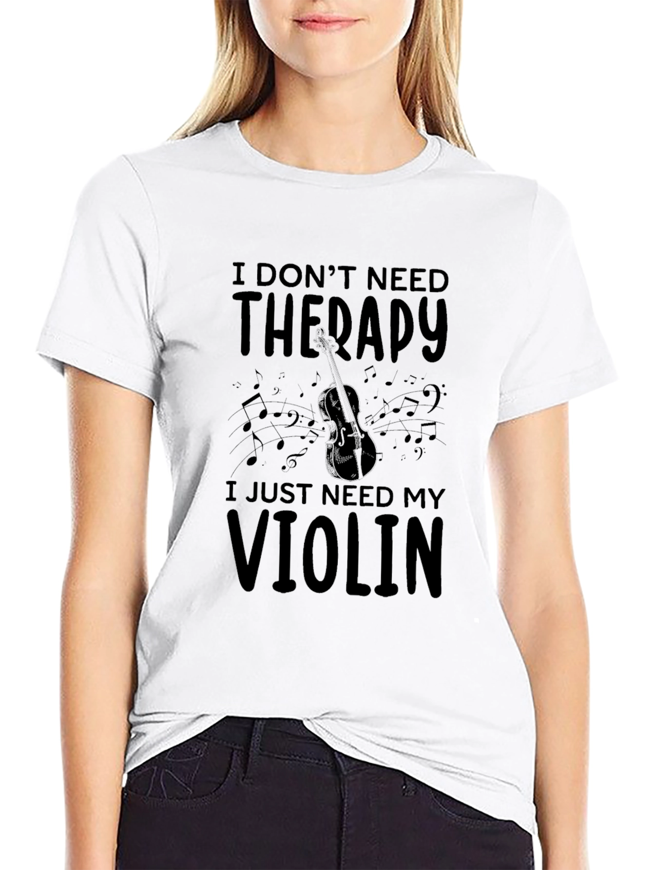 Black I Don't Need Therapy, I Just Need My Violin T-Shirt view 9
