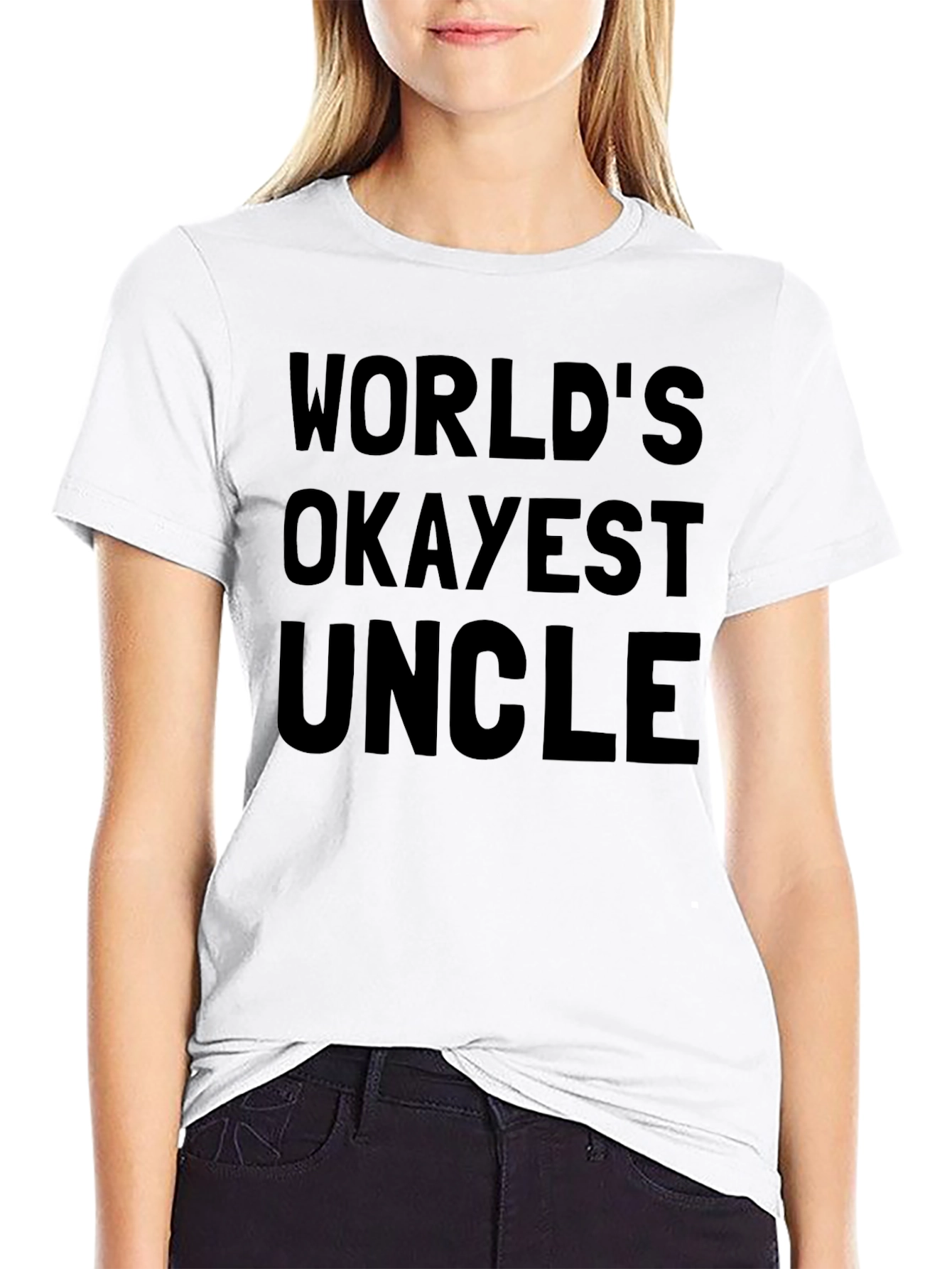 Black World's Okayest Uncle Black T-Shirt view 9