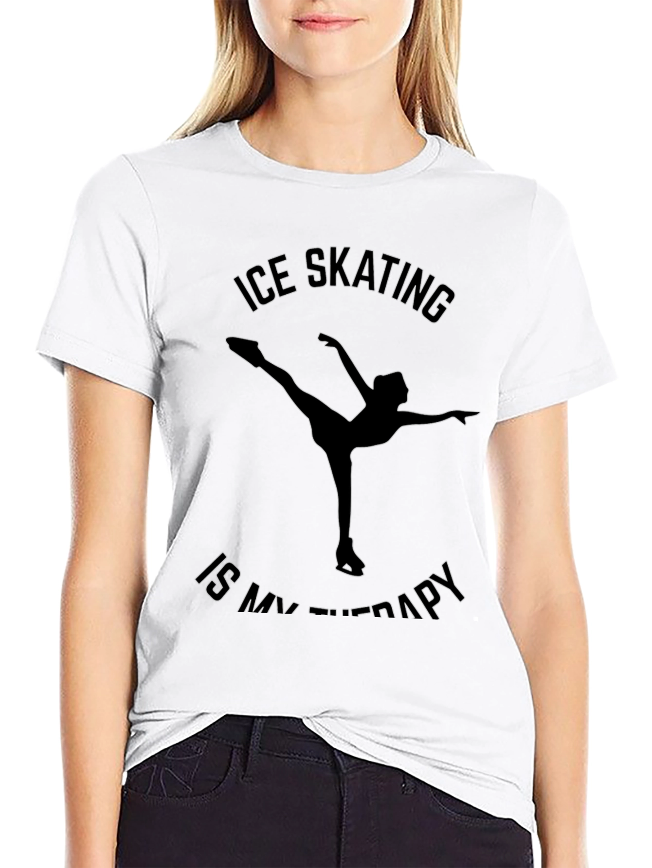 Black Ice Skating Is My Therapy T-Shirt - Unisex view 9