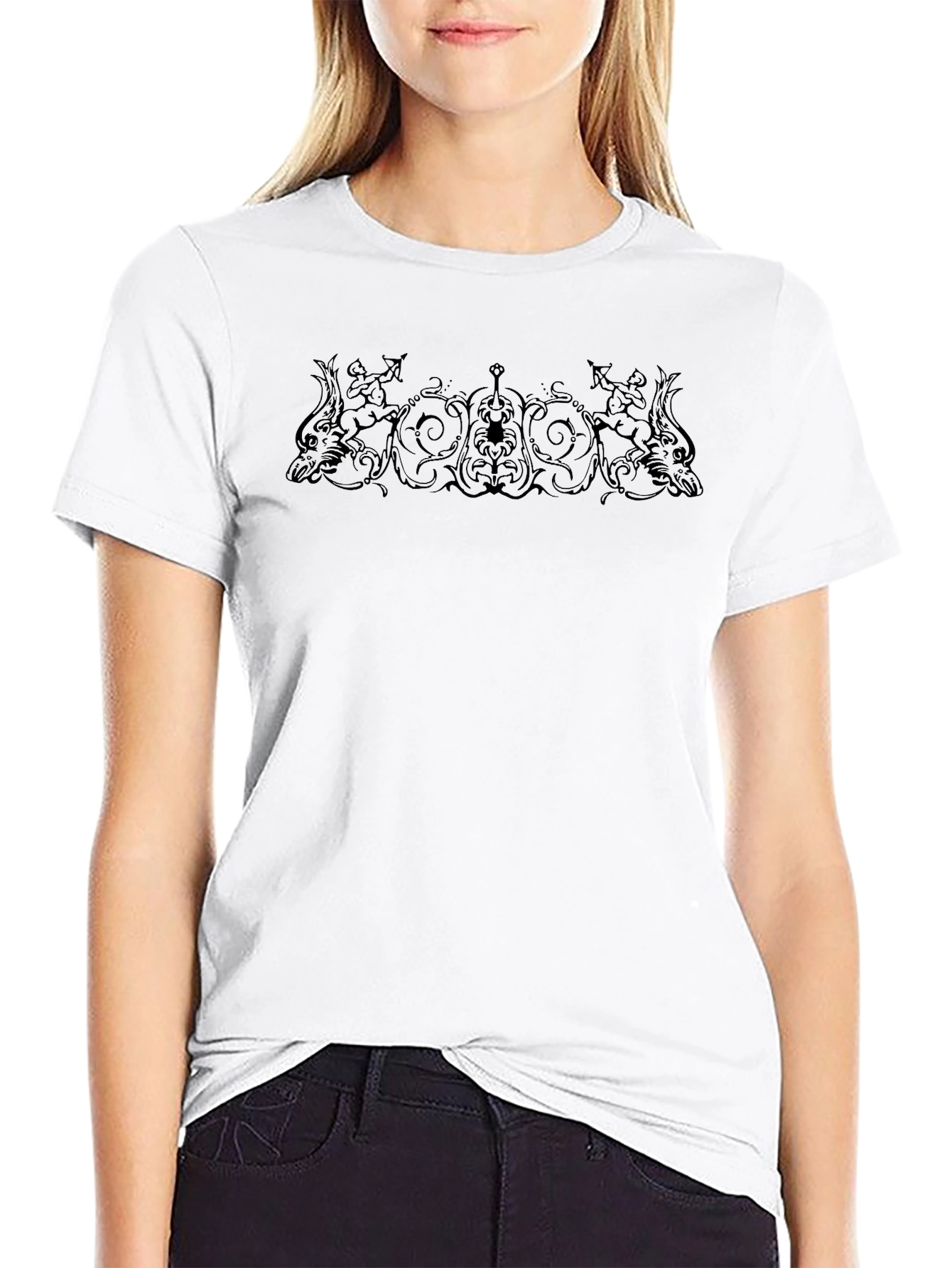 Ornate Graphic Print Black T-Shirt - 9