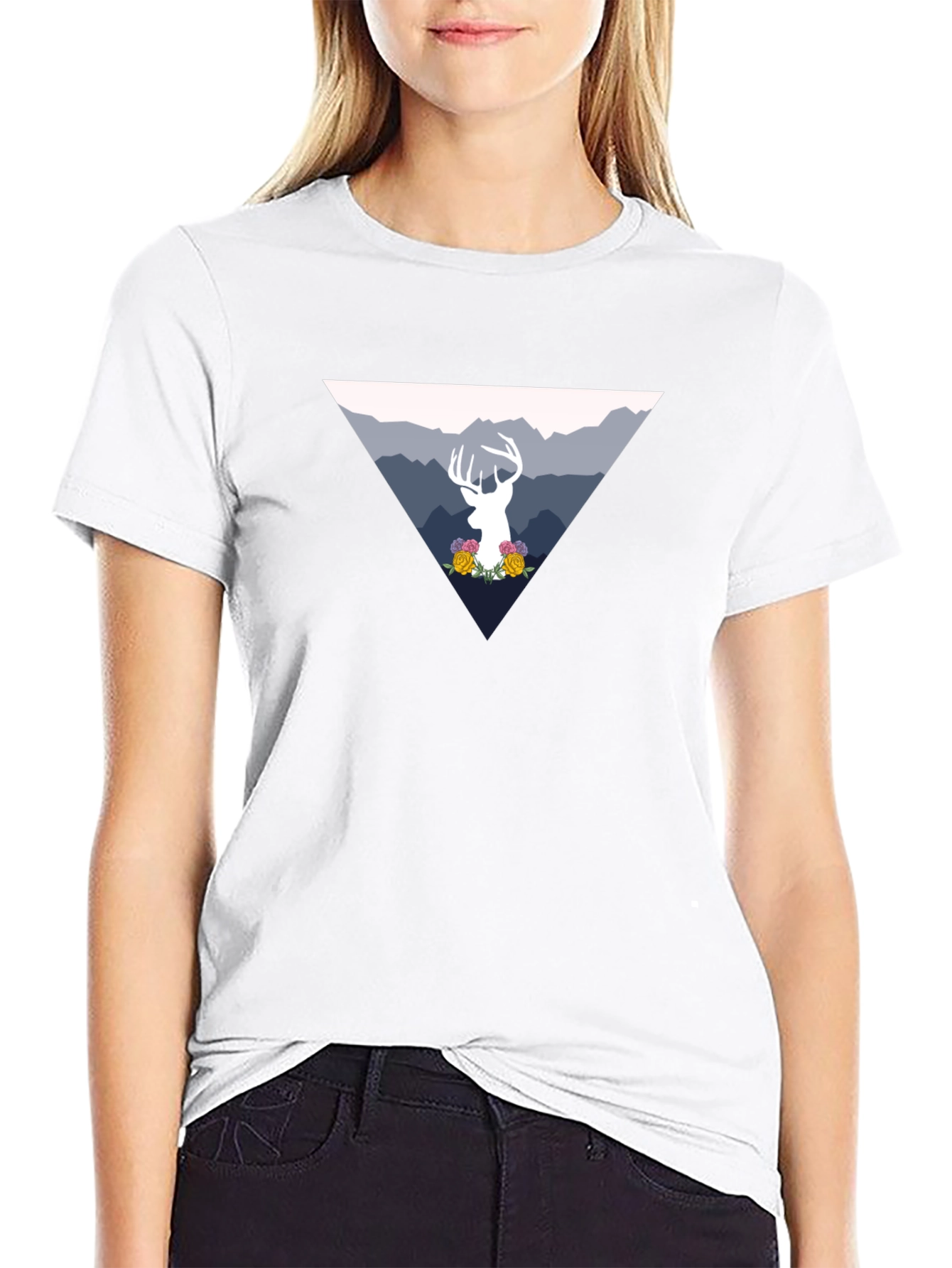 Black Deer Mountain Graphic Tee - Black Unisex T-Shirt view 9