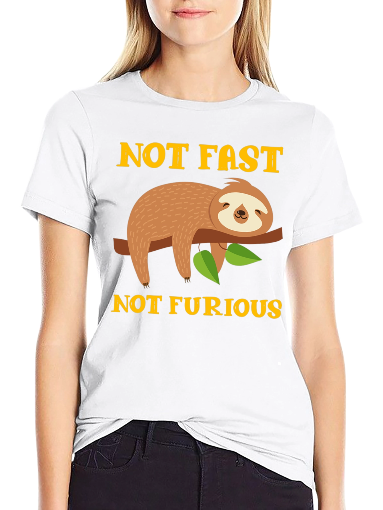 Black Not Fast Not Furious Sloth Graphic Tee view 9
