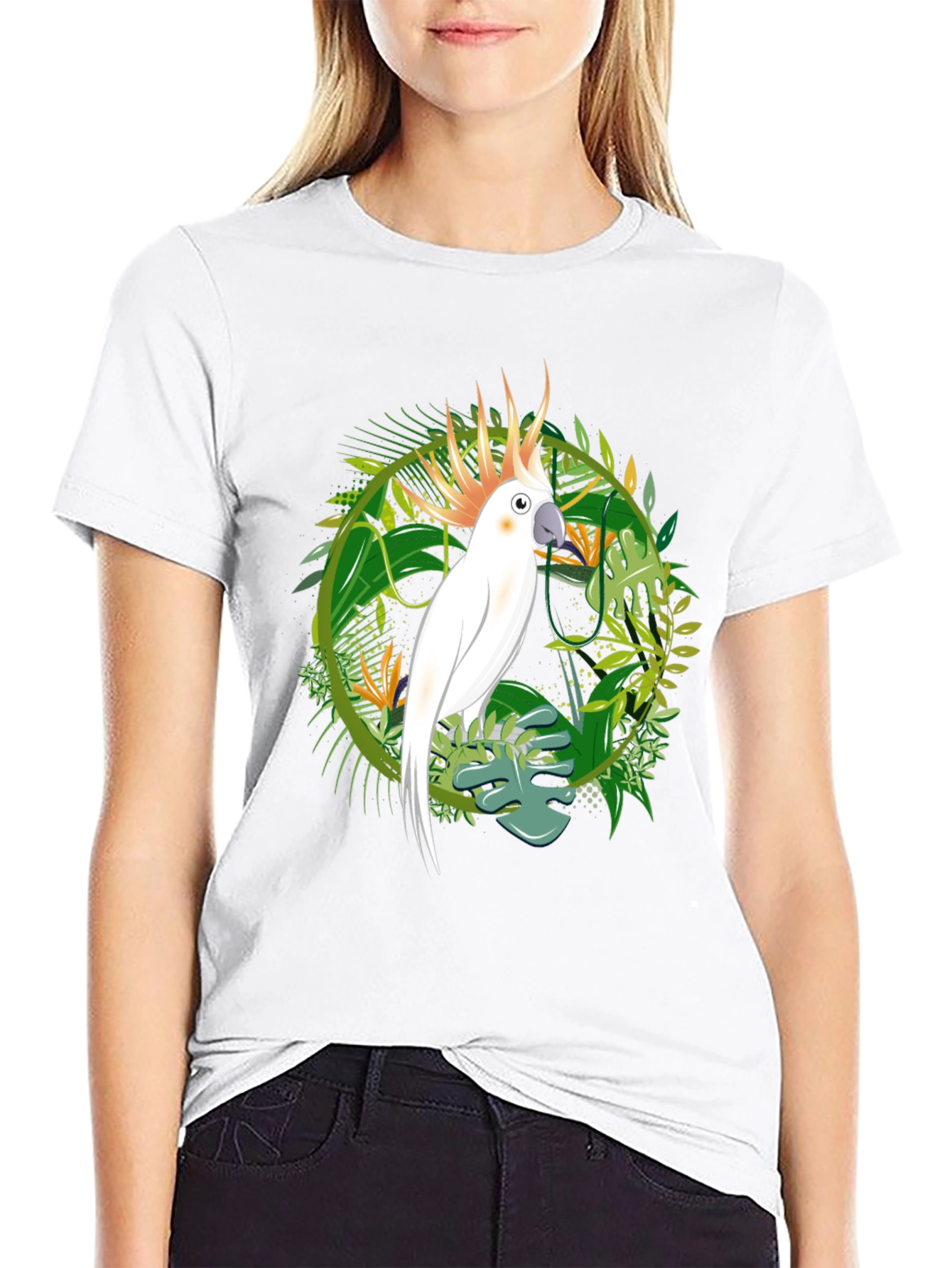 Tropical Cockatoo Graphic Tee - Men's Black T-Shirt - 9