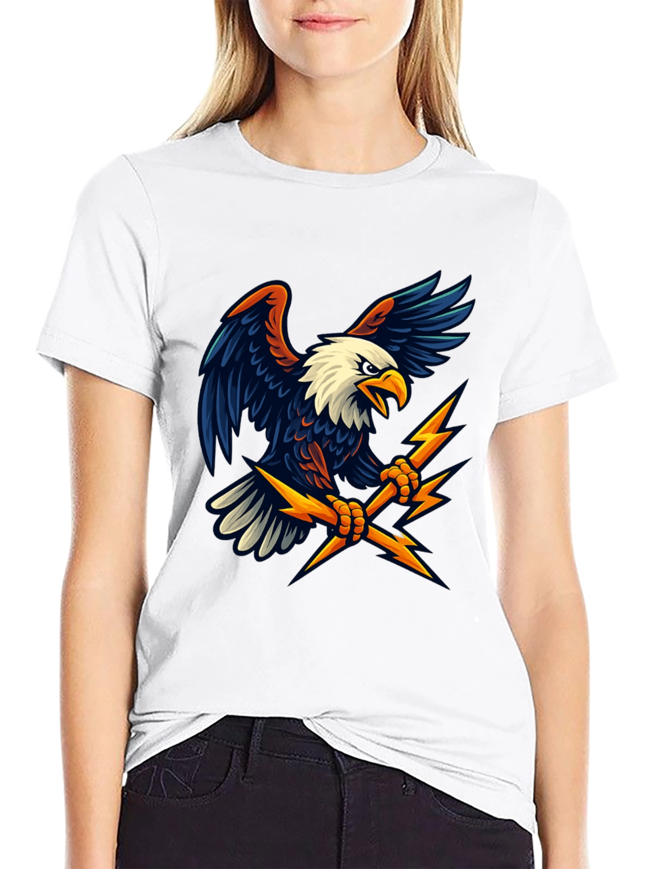 Black Eagle Lightning Bolt Graphic T-Shirt view 9